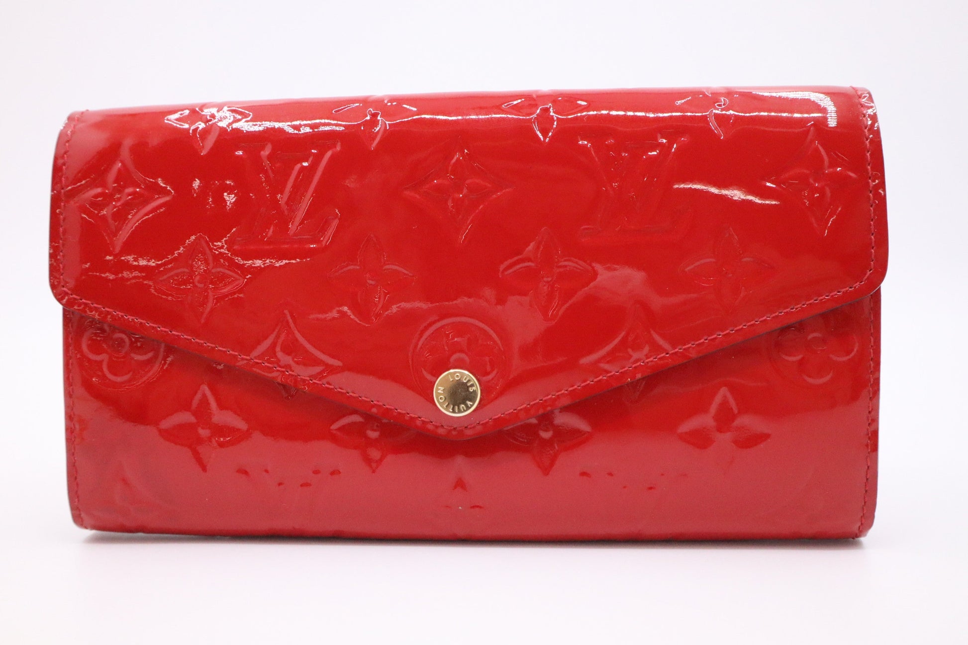 Louis Vuitton Sarah Red Leather Vernis Wallet Case Vernis Leather