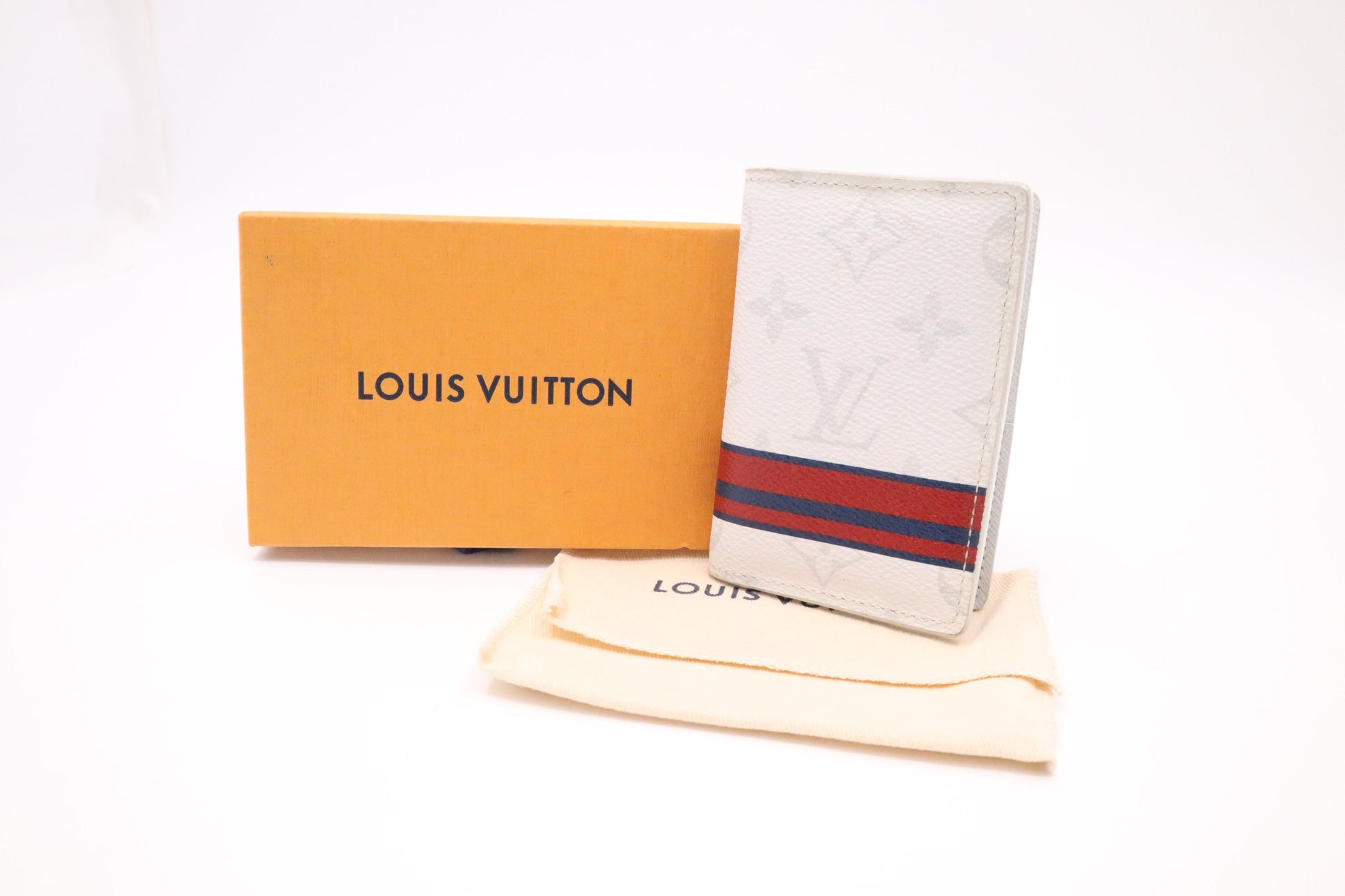Louis Vuitton Card Monogram Canvas White Wallet Case
