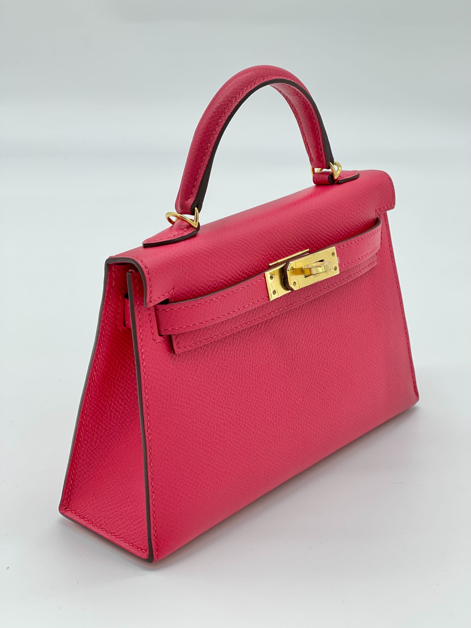 Gucci Hermes Kelly Epsom Rose Extreme Hardware Handbag Gold Mini Travel Bag