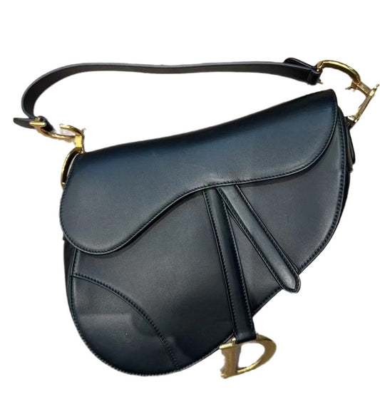 Dior Saddle Smooth Handbag Leather Black Travel Bag