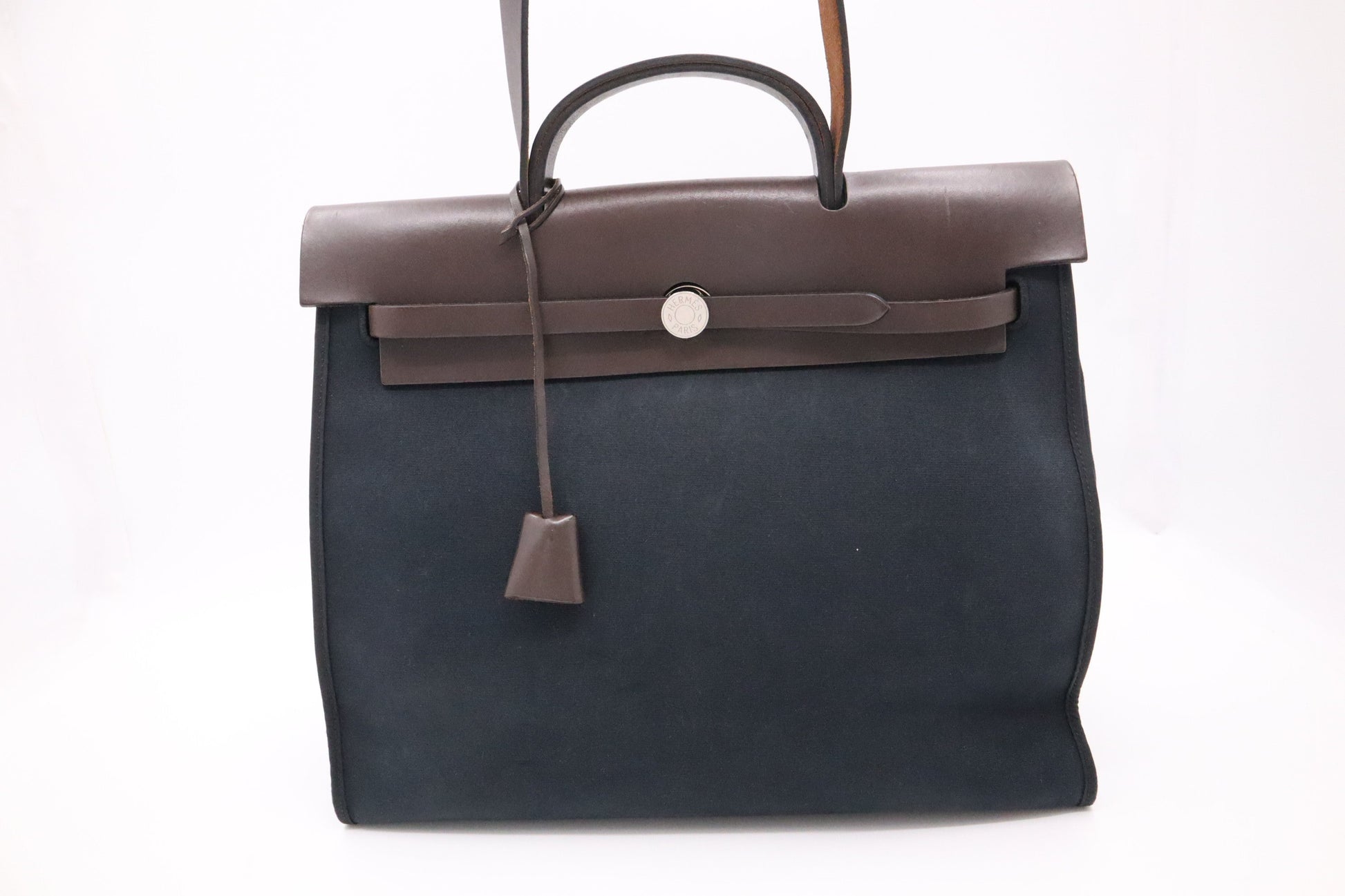 Hermes Herbag Zip In & Brown Leather Canvas Travel Bag