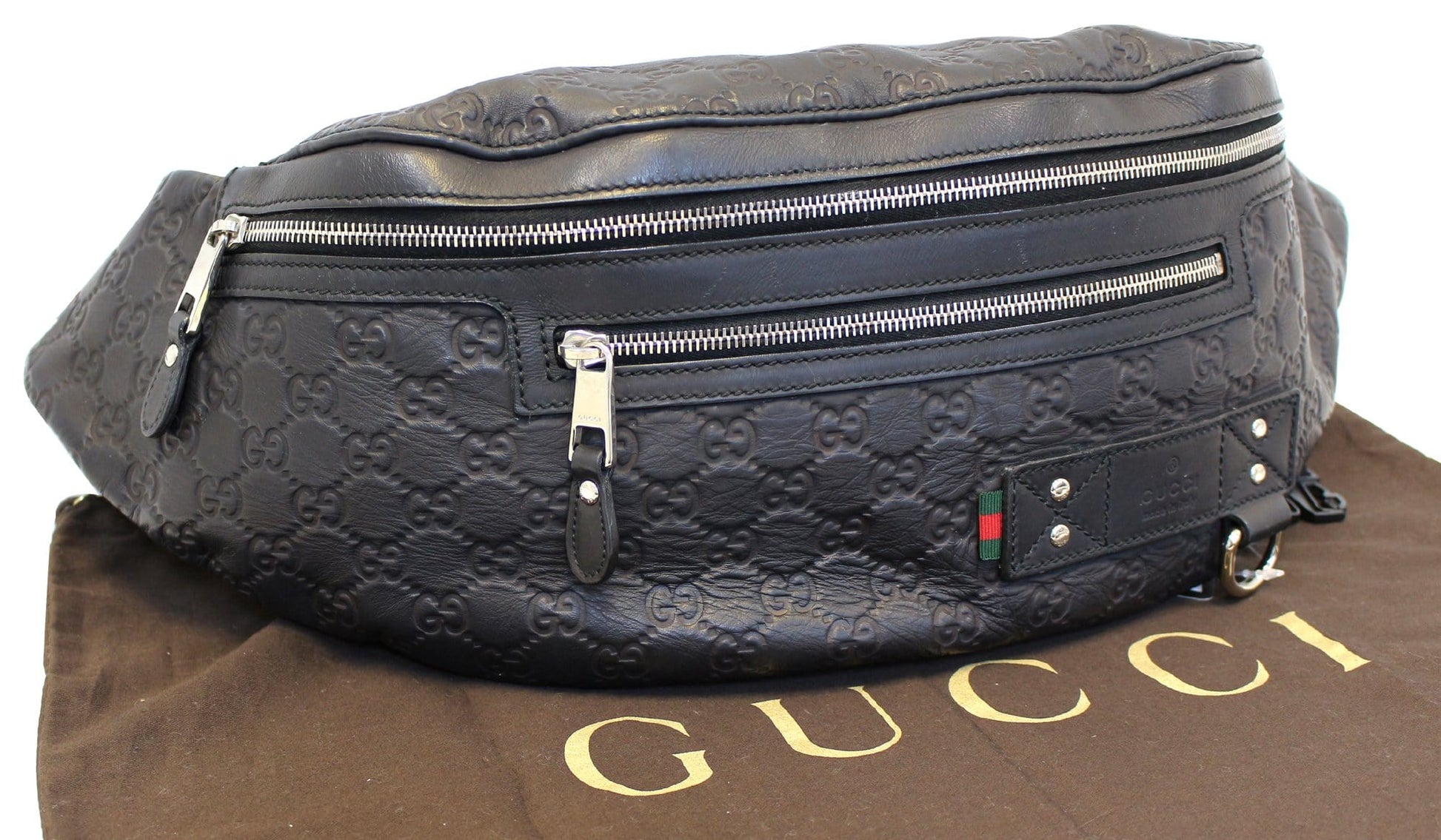 Gucci ssima Waist Crossbody Bag Leather Black