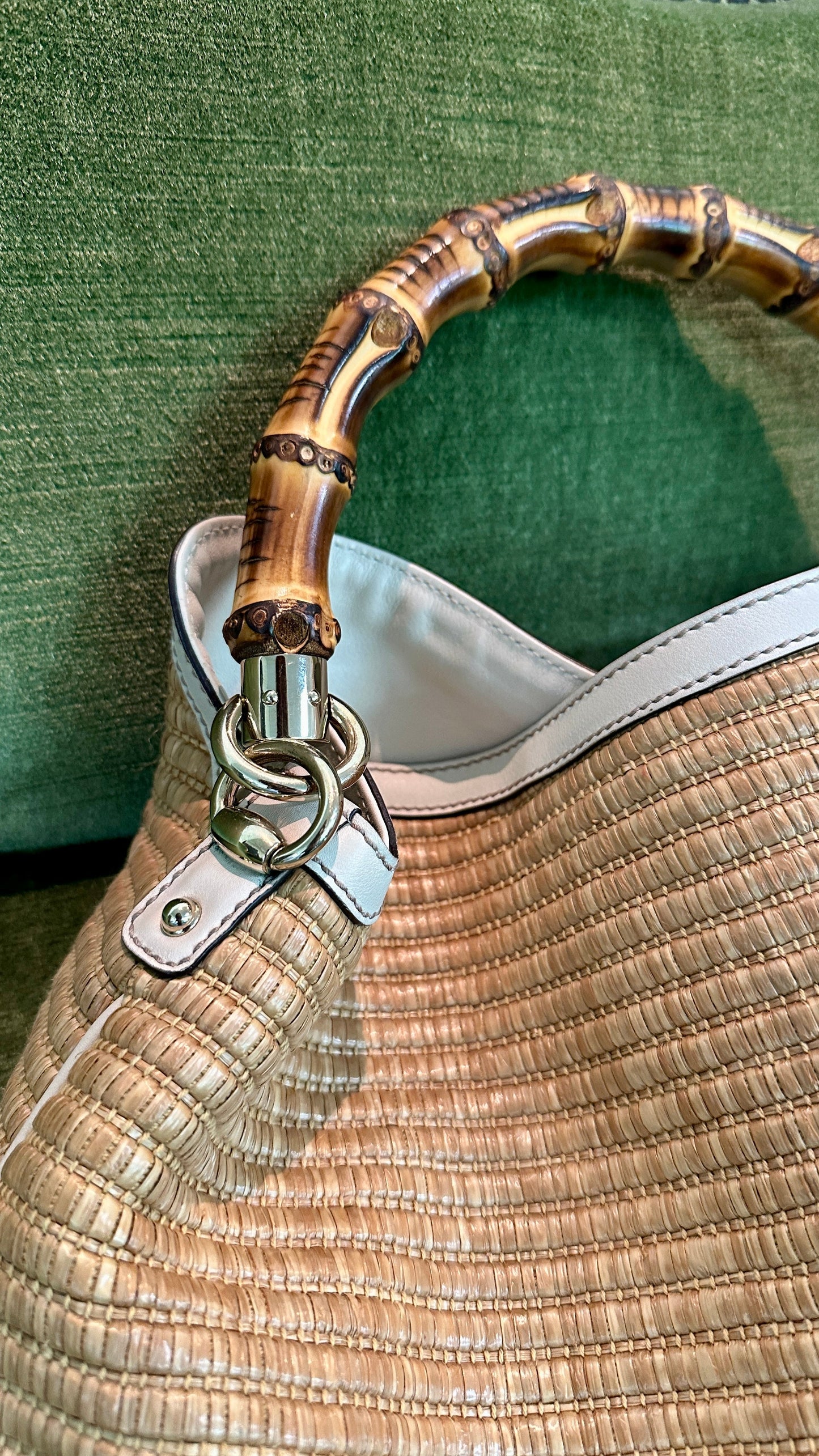 GUCCI Bamboo Raffia Handbag