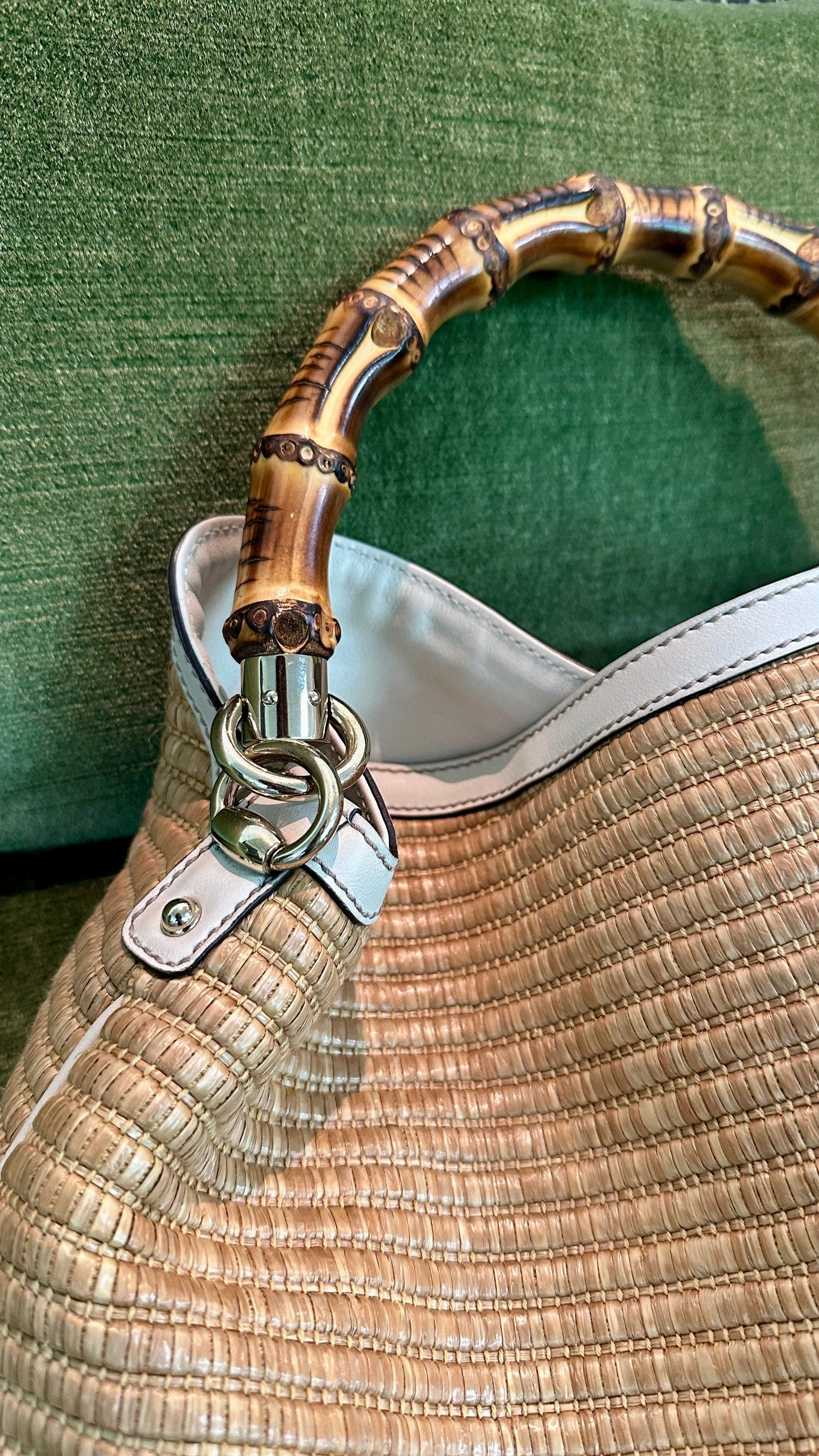 GUCCI Bamboo Raffia Handbag
