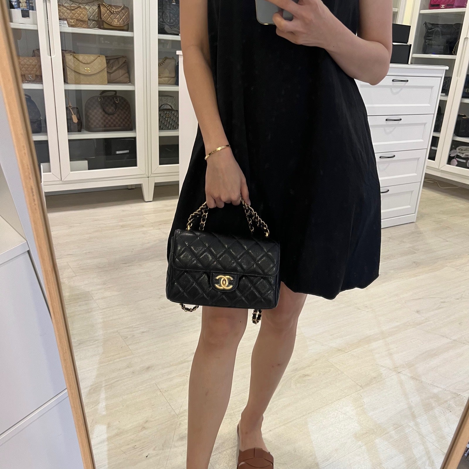 Chanel 25P Seasonal Small / Mini Flap Bag in Black Caviar and Aghw ( )
