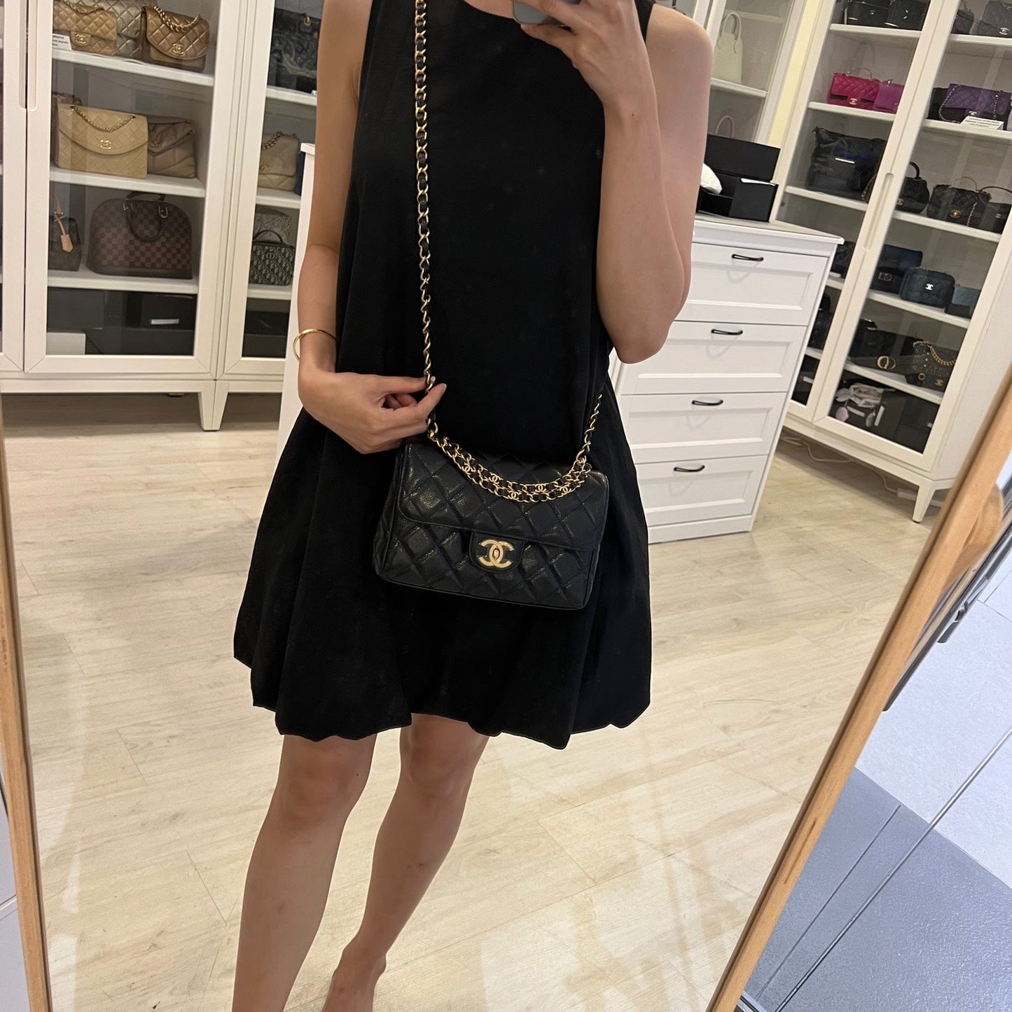 Chanel 25P Seasonal Small / Mini Flap Bag in Black Caviar and Aghw ( )