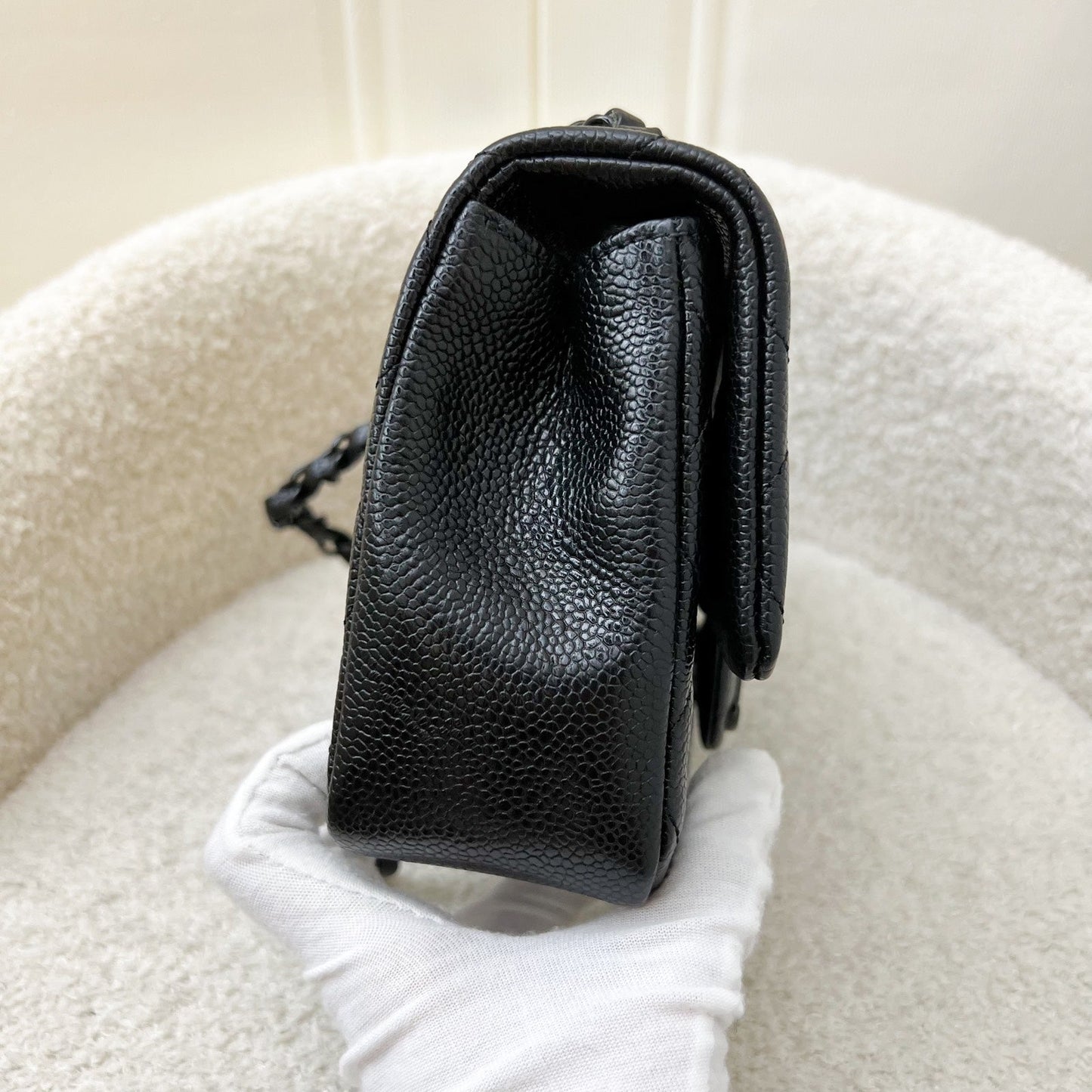 Chanel Incognito So Black Square Mini Flap In Black Caviar And Bhw Bag