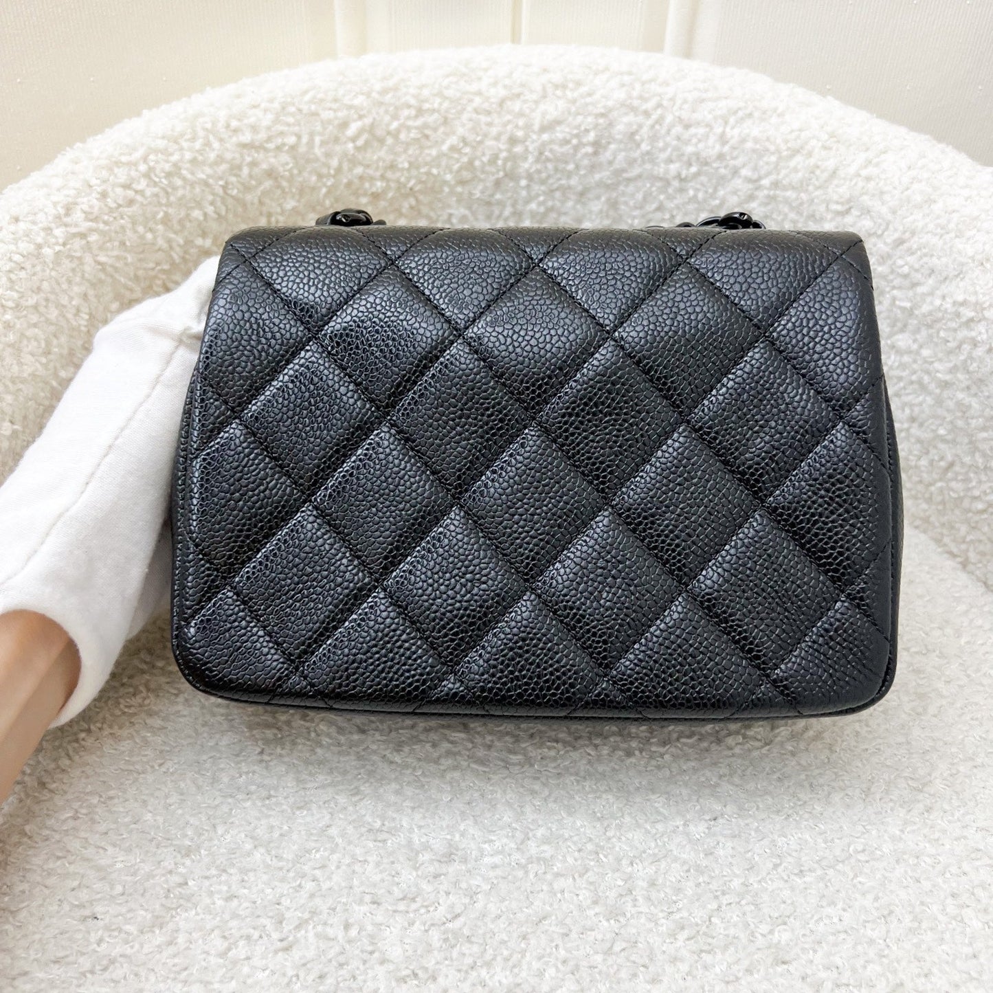 Chanel Incognito So Black Square Mini Flap in Black Caviar and Bhw Handbag