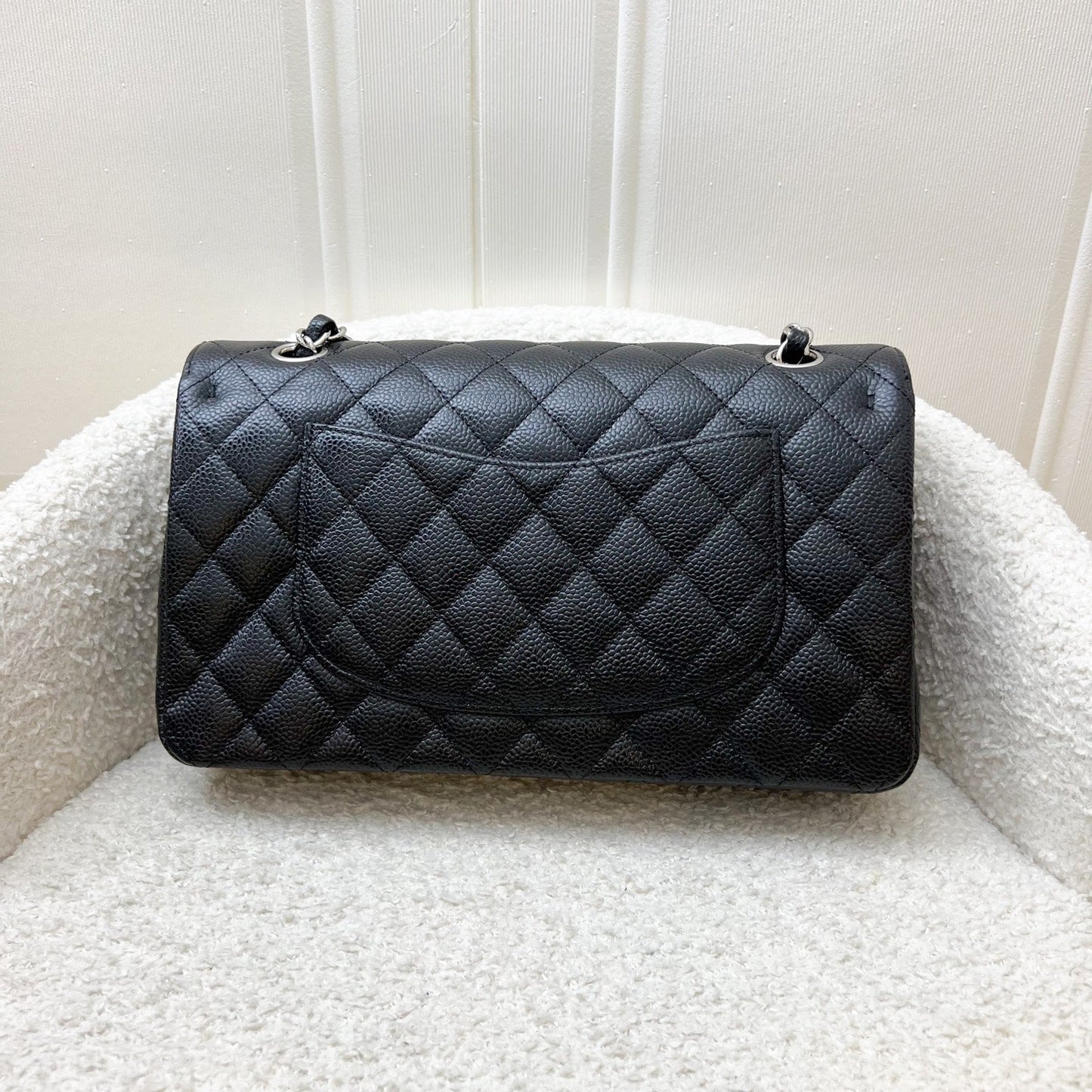 Chanel Medium Classic Flap Cf in Black Caviar and Shw ( ) Handbag