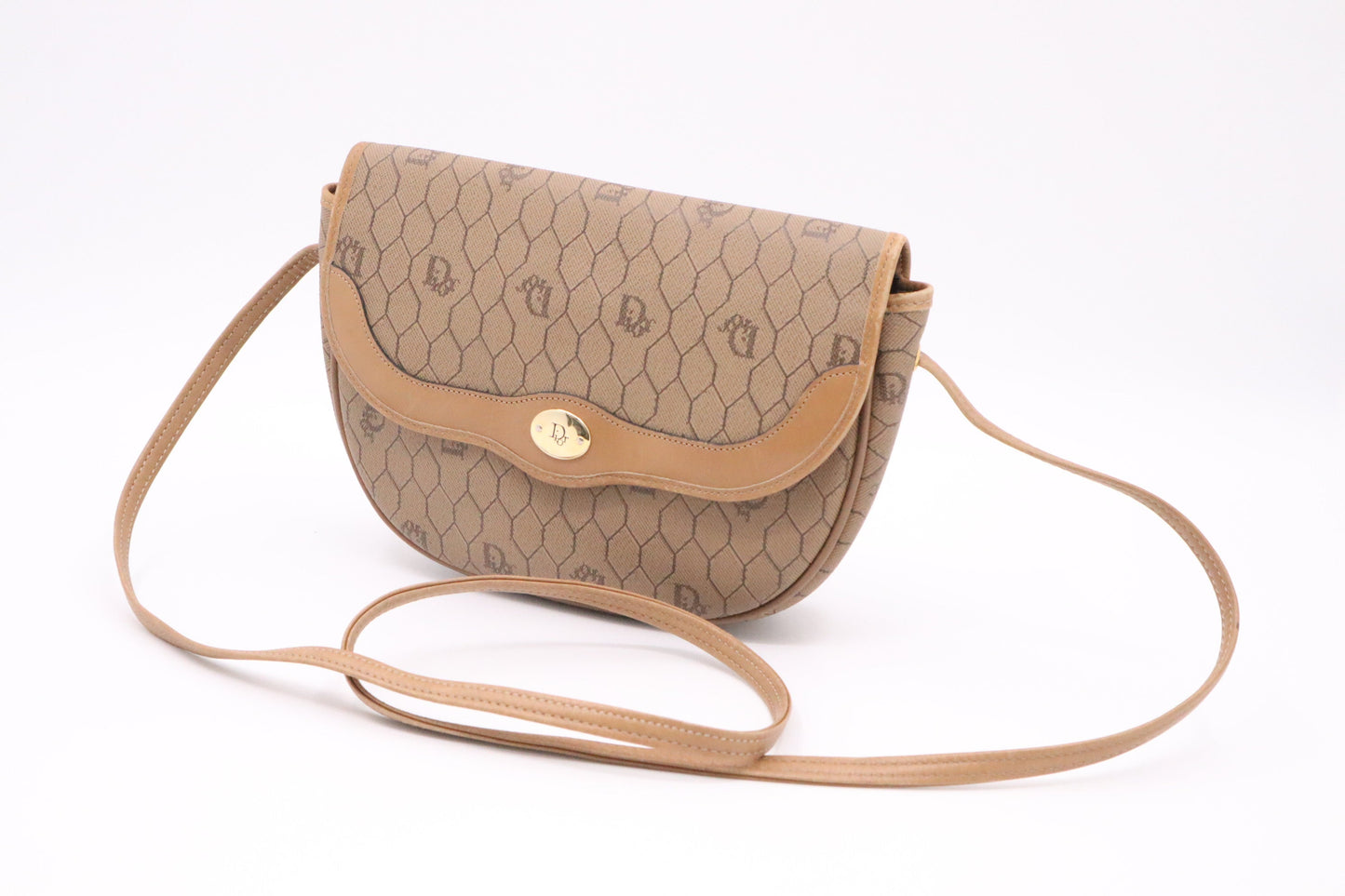Dior Crossbody Bag In Honeycomb Canvas Brown