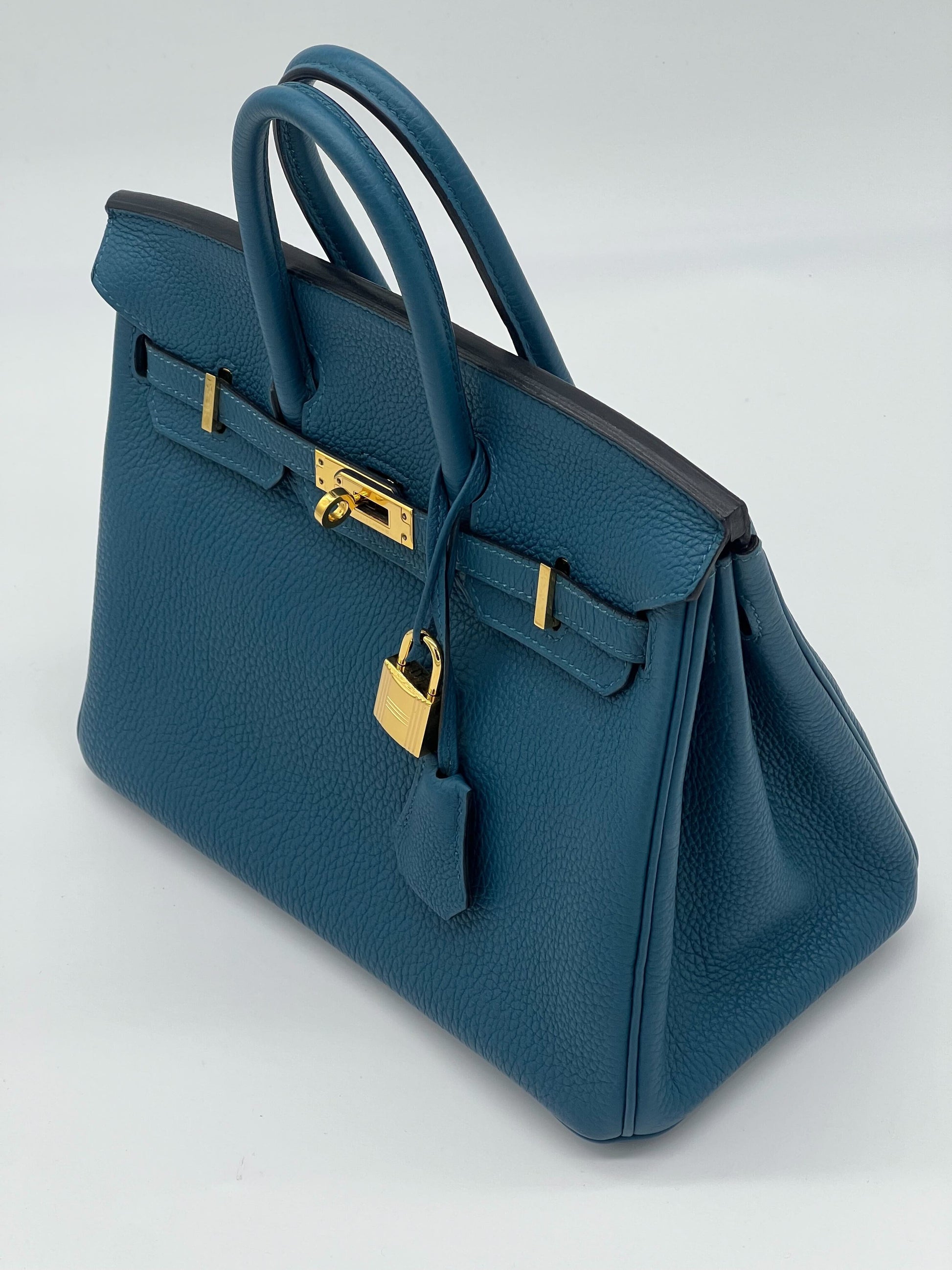 Gucci Hermes Birkin Bleu Jean Togo Hardware Handbag Gold Travel Bag