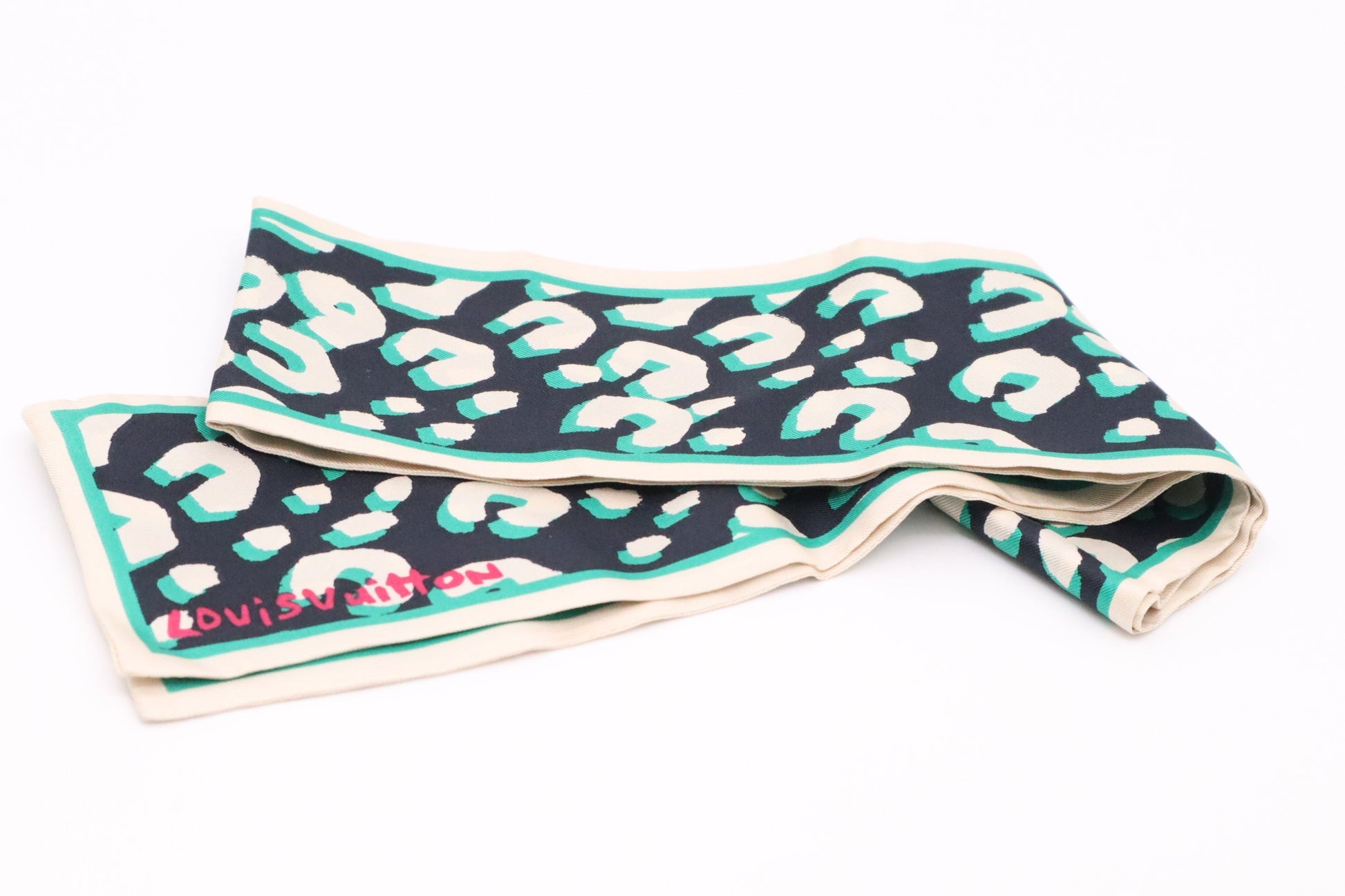 Louis Vuitton x Stephen Spro Bandeau Turquoise Leopard Handbag