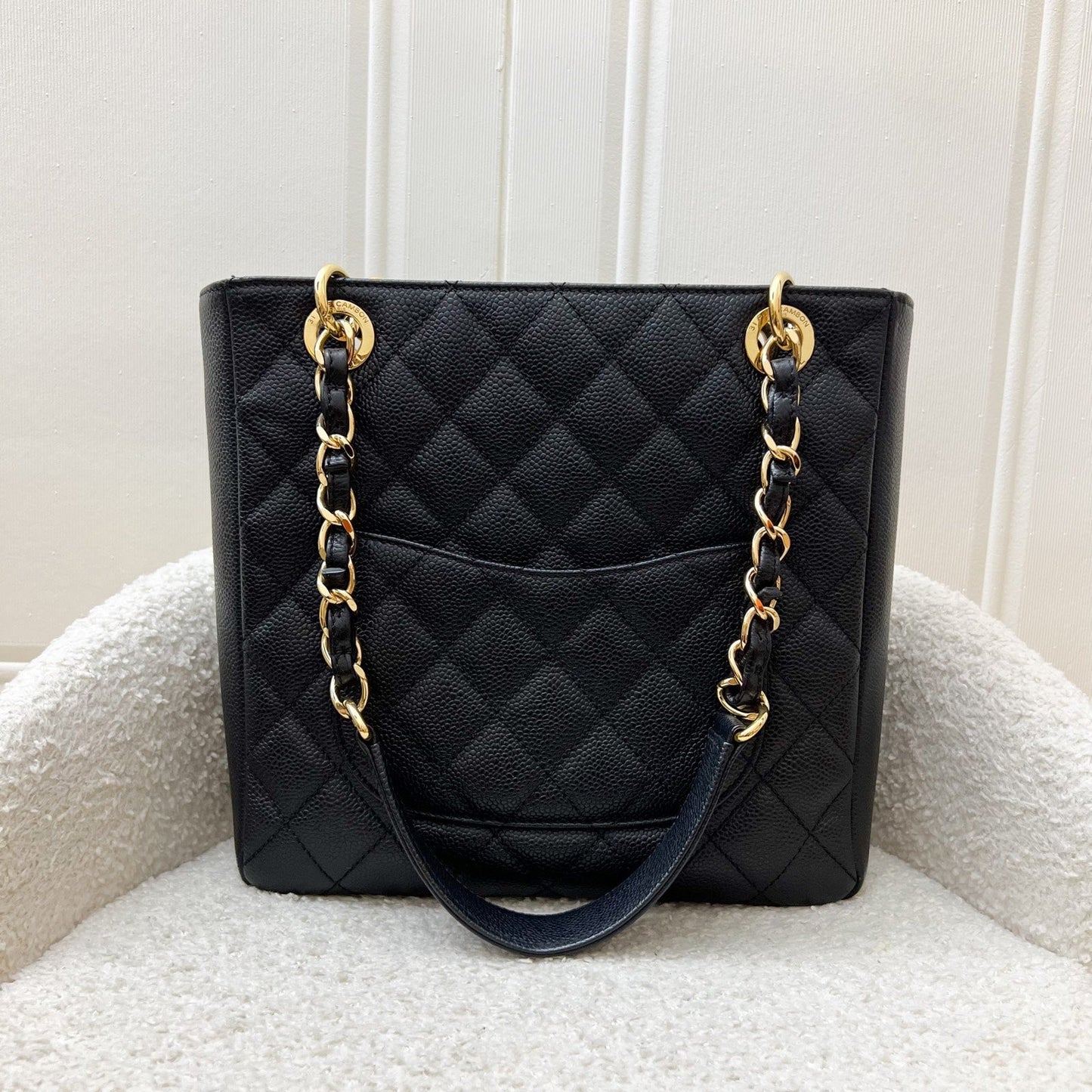 Chanel Petite Shopping Tote Pst in Black Caviar and Ghw ( )