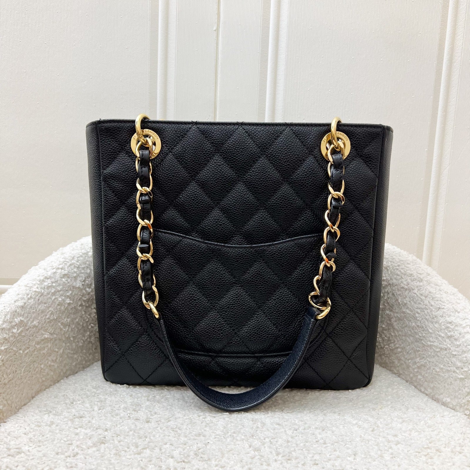 Chanel Petite Shopping Tote Pst in Black Caviar and Ghw ( )