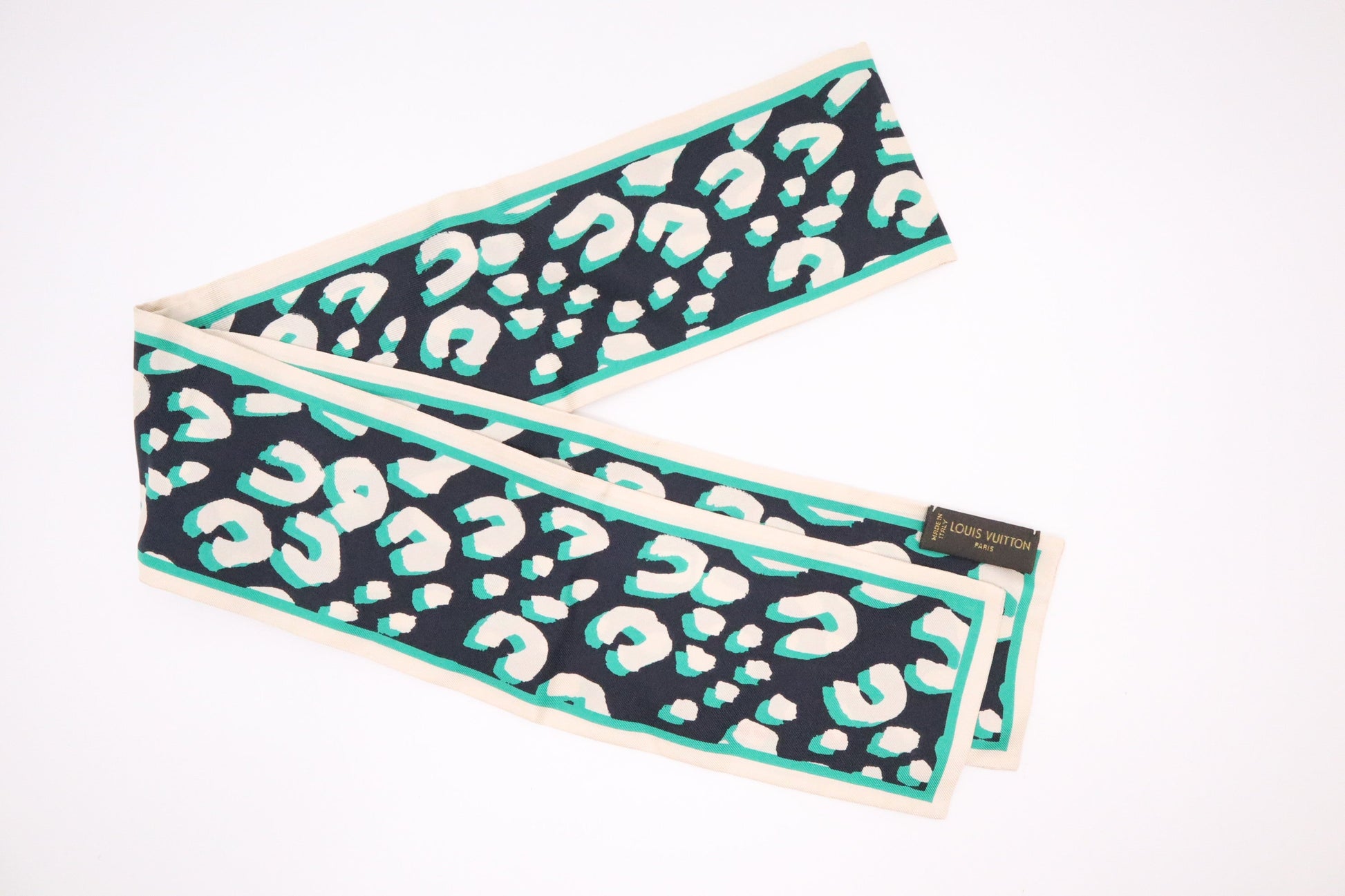 Louis Vuitton x Stephen Spro Bandeau Turquoise Leopard Handbag
