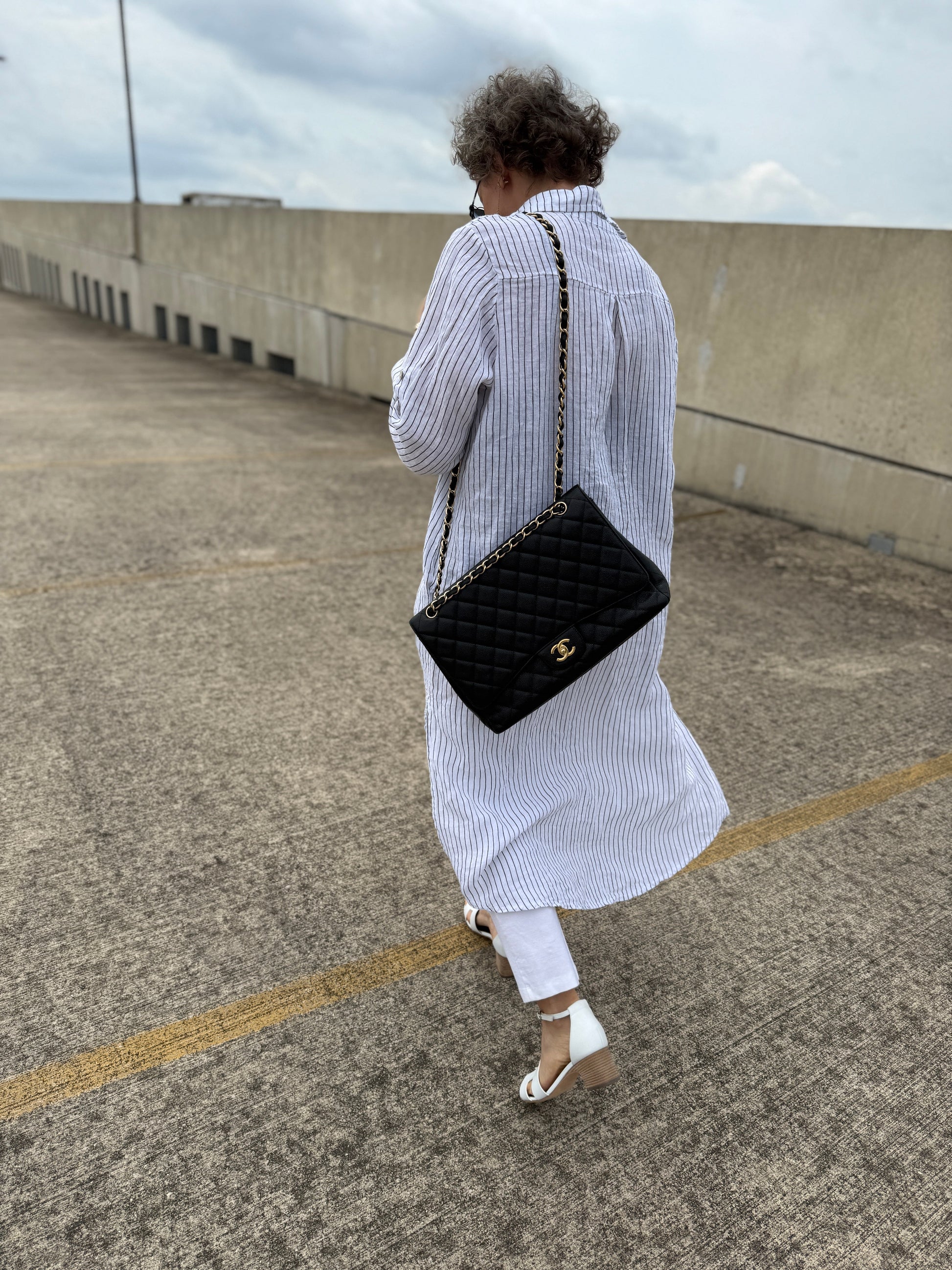Chanel Maxi Jumbo Classic Black Caviar Quilted Gold Hardware Single Flap Shoulder Crossbody Bag