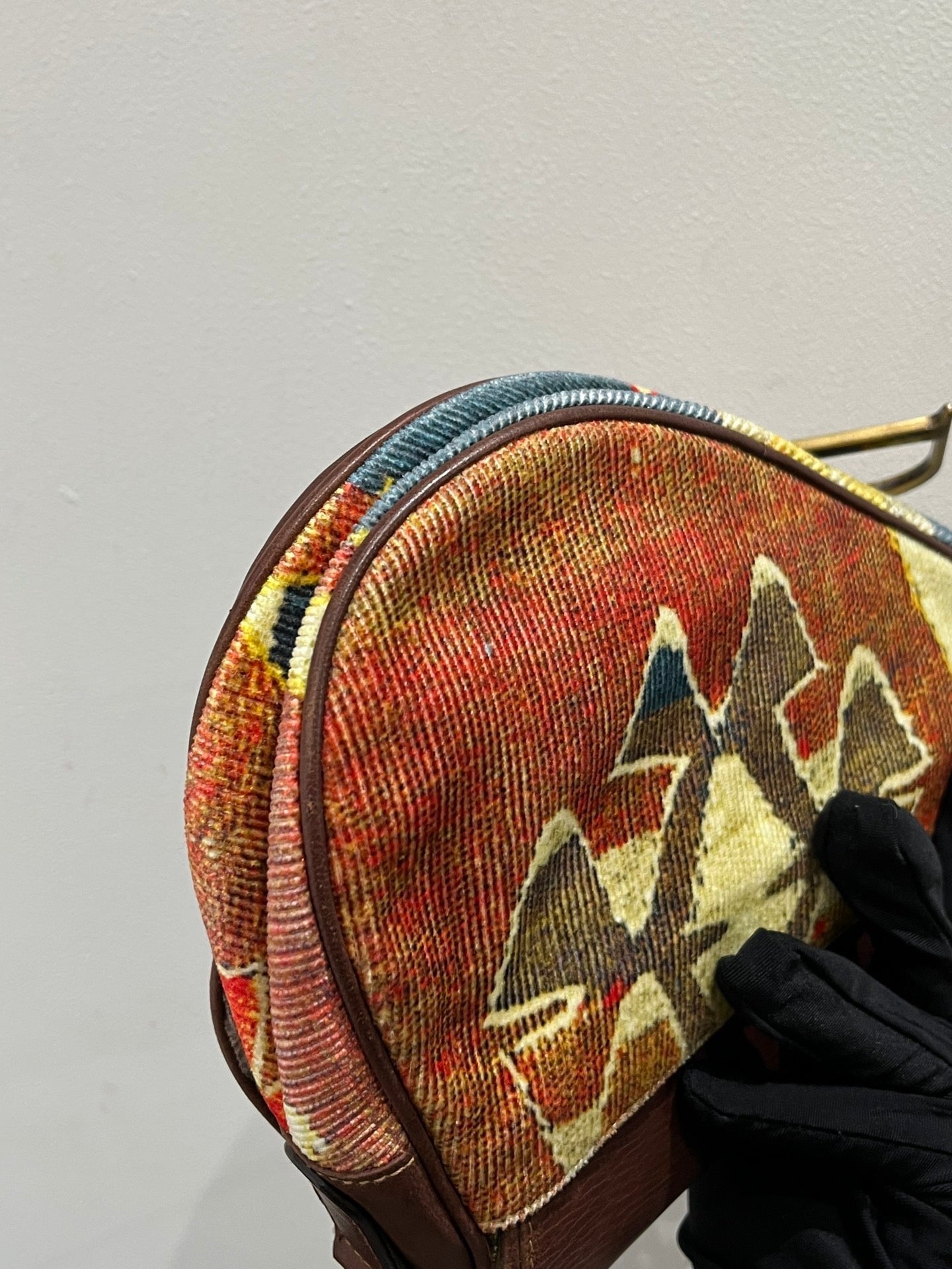 Dior Saddle Bag And Printed Velvet Rare Leather Brown Travel Bag