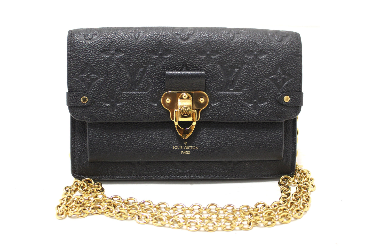 Louis Vuitton Black Monogram Empreinte Leather Vavin Chain Wallet Bag