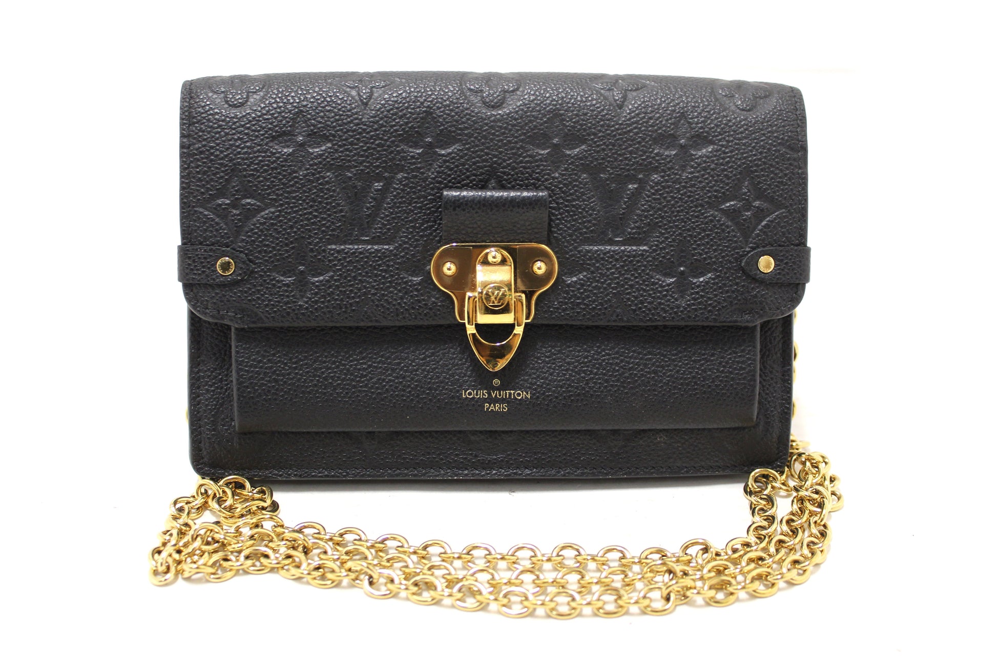 Louis Vuitton Black Monogram Empreinte Leather Vavin Chain Wallet Bag