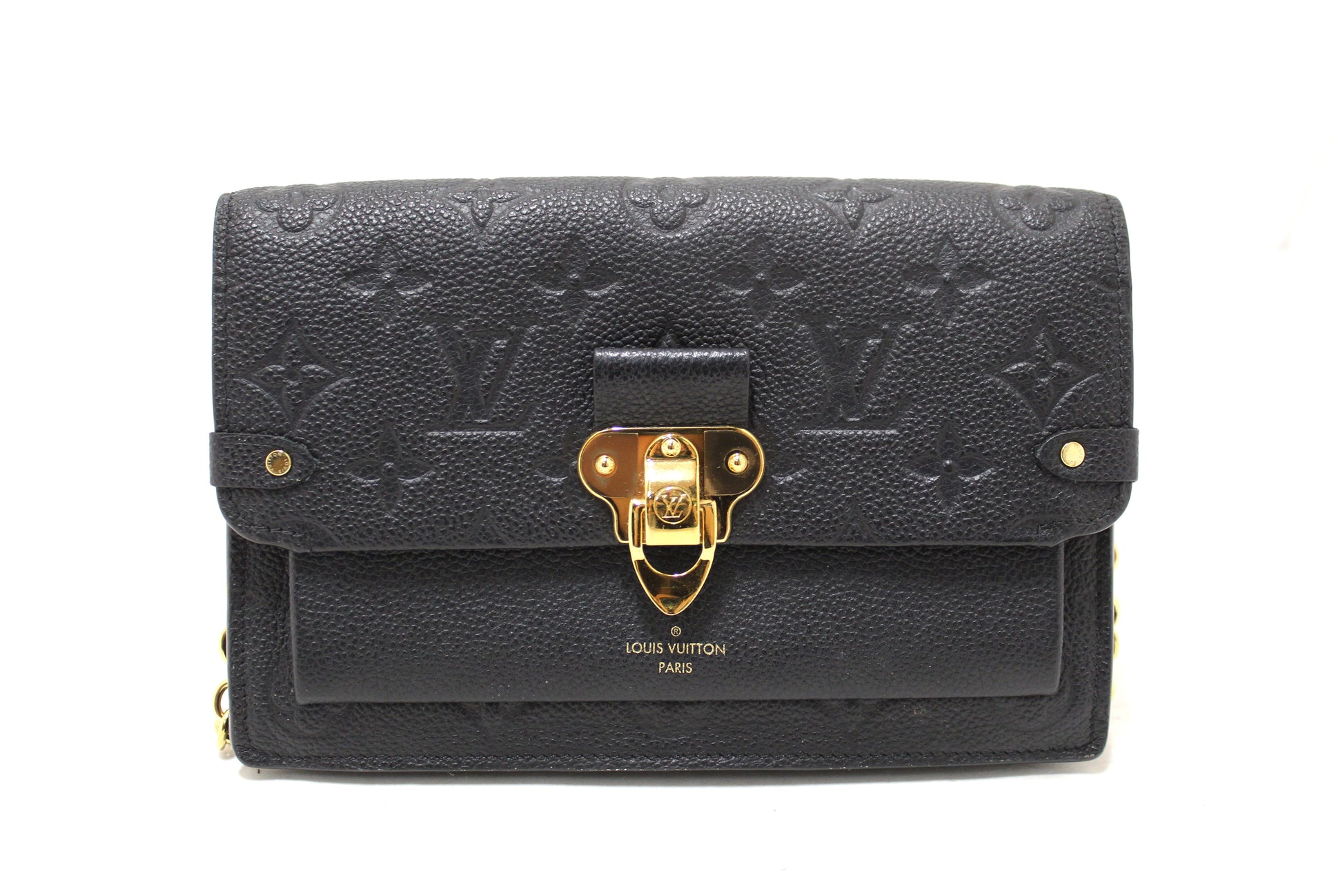 Louis Vuitton Black Monogram Empreinte Leather Vavin Chain Wallet Bag
