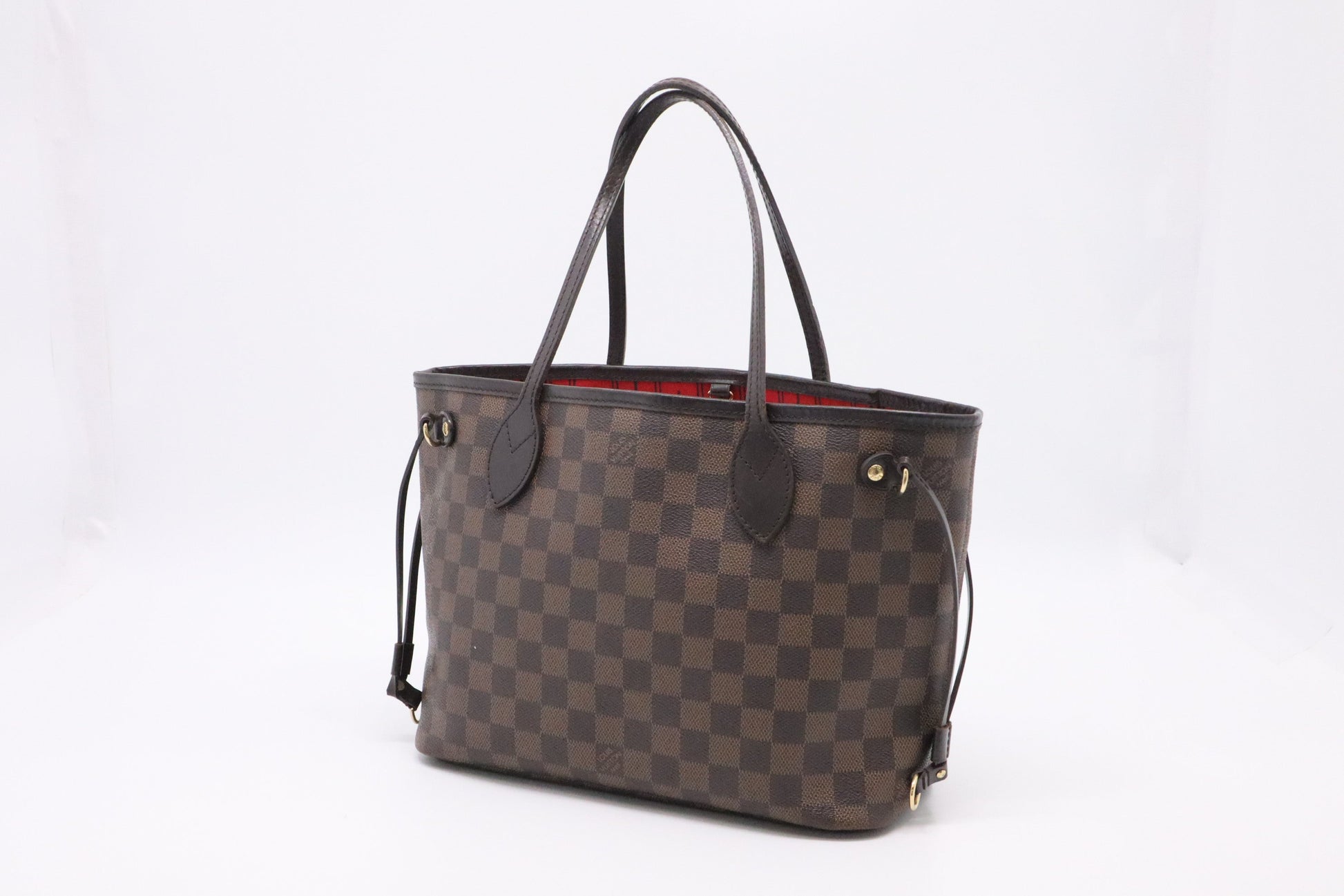 Louis Vuitton Neverfull PM Ebene Damier Canvas Tote Bag Ebene Canvas