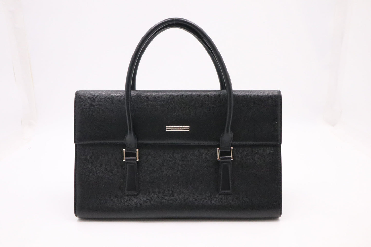 Burberry Handbag In Leather Black Travel Bag