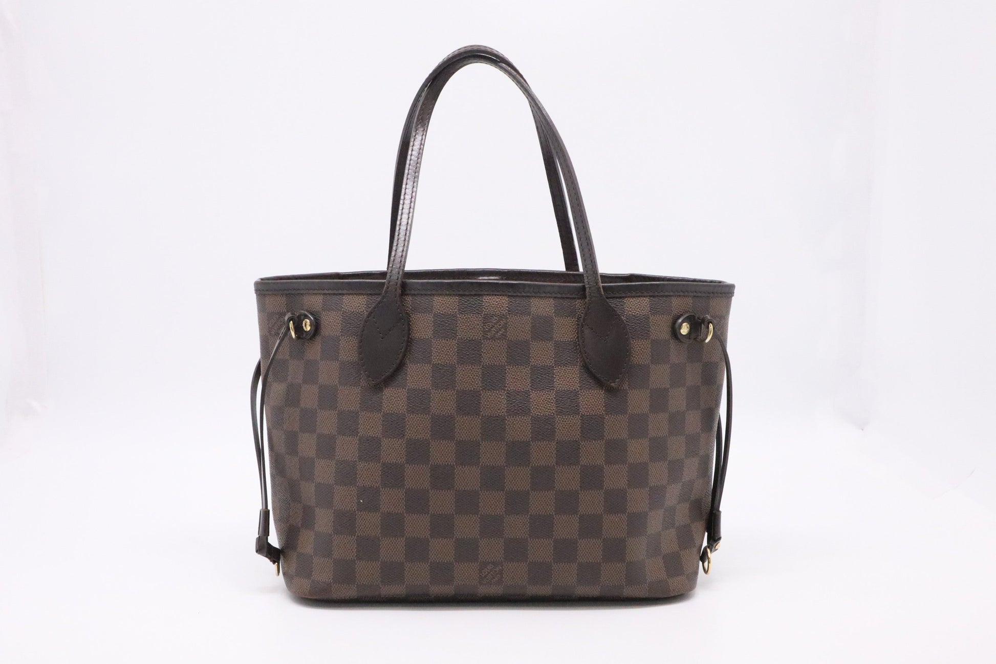 Louis Vuitton Neverfull PM Ebene Damier Canvas Tote Bag Ebene Canvas