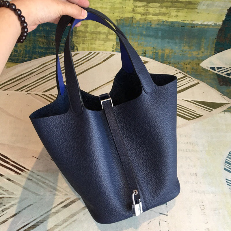 Top Quality Picotin Lock Dark Clementop Quality Blue Travel Bag