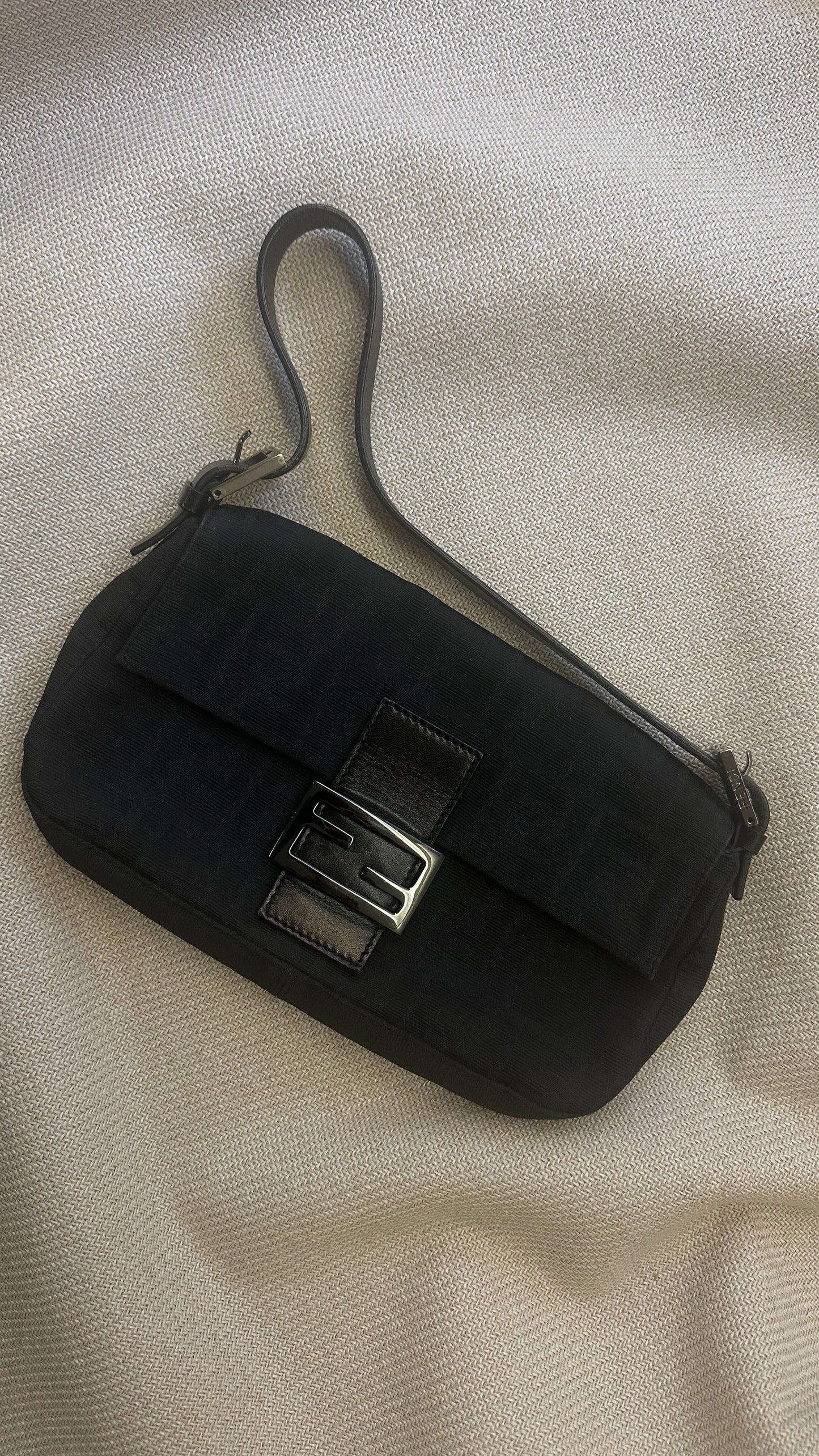 Fendi Baguette Bag Zucca Canvas Black Shoulder Bag