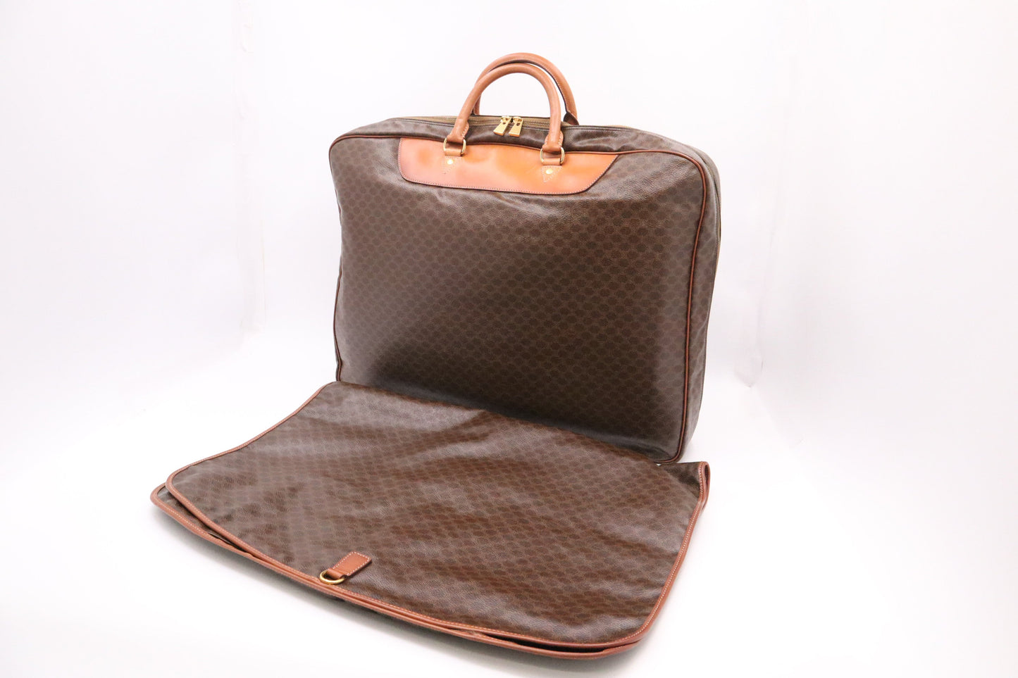 Celine Travel Bag In Macadam Canvas Brown
