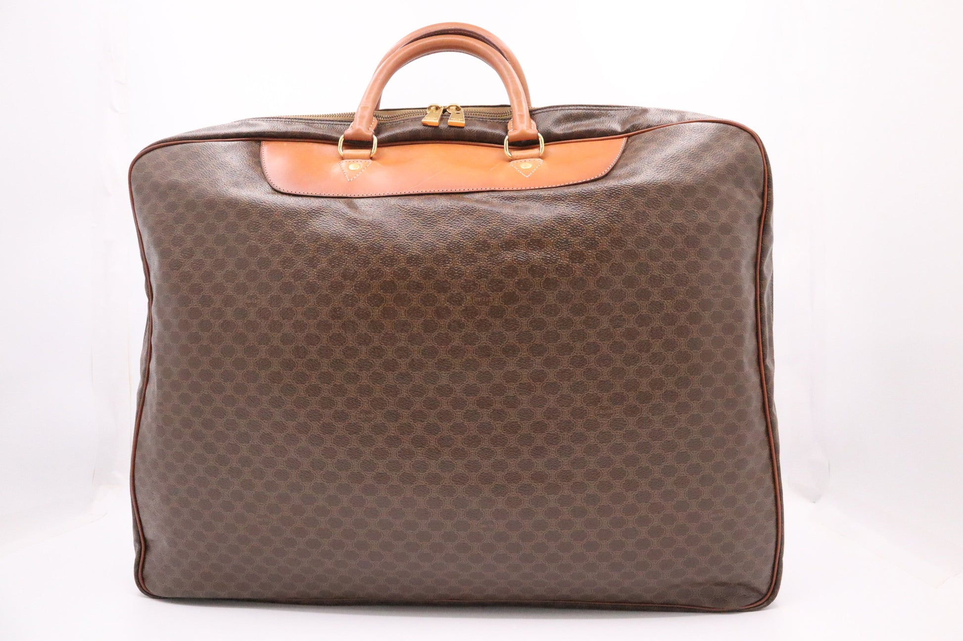 Celine Travel Bag In Macadam Canvas Brown