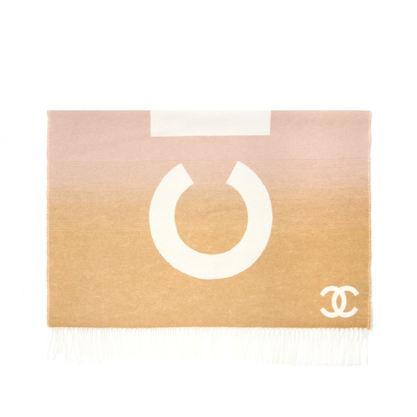 Chanel Cashmere Wool Scarf Cream Multicolour Pink Beige