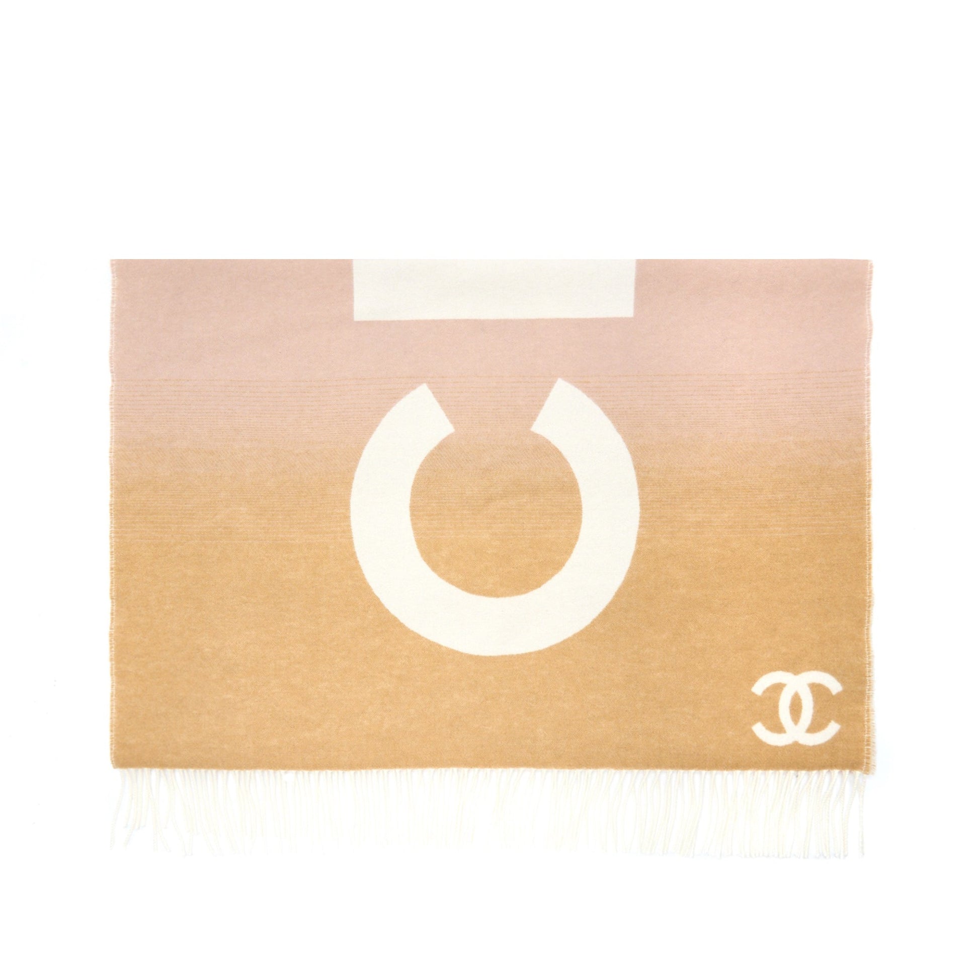 Chanel Cashmere Wool Scarf Cream Multicolour Pink Beige