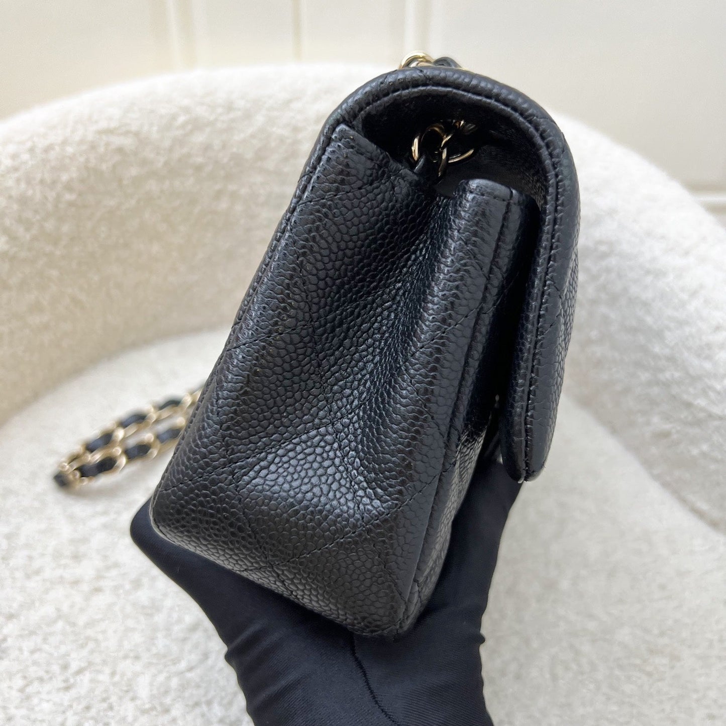 Chanel Classic Mini Rectangle Flap in Black Caviar and Ghw Handbag