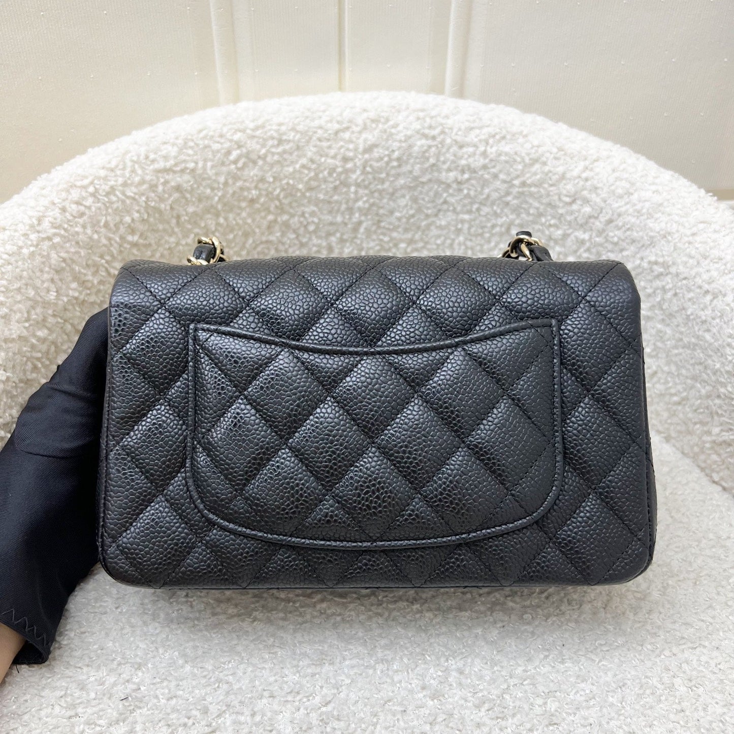 Chanel Classic Mini Rectangle Flap In Black Caviar And Ghw Bag