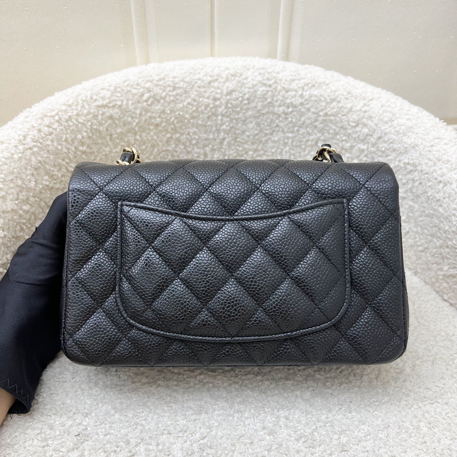 Chanel Classic Mini Rectangle Flap In Black Caviar And Ghw Bag