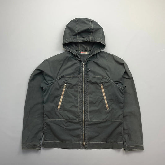 Prada Handbag Sport Grey Lightweight Contrast Stitching Hooded Windbreaker Gray