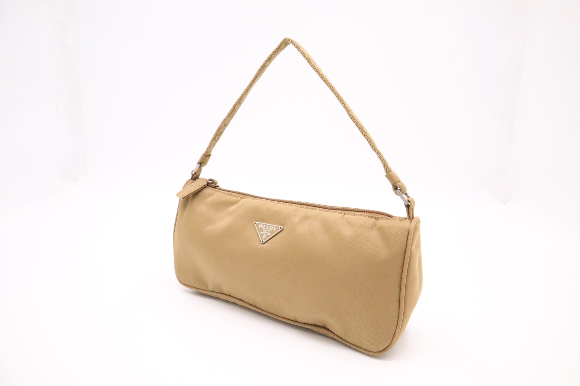 Prada Handbag In Nylon Beige Travel Bag