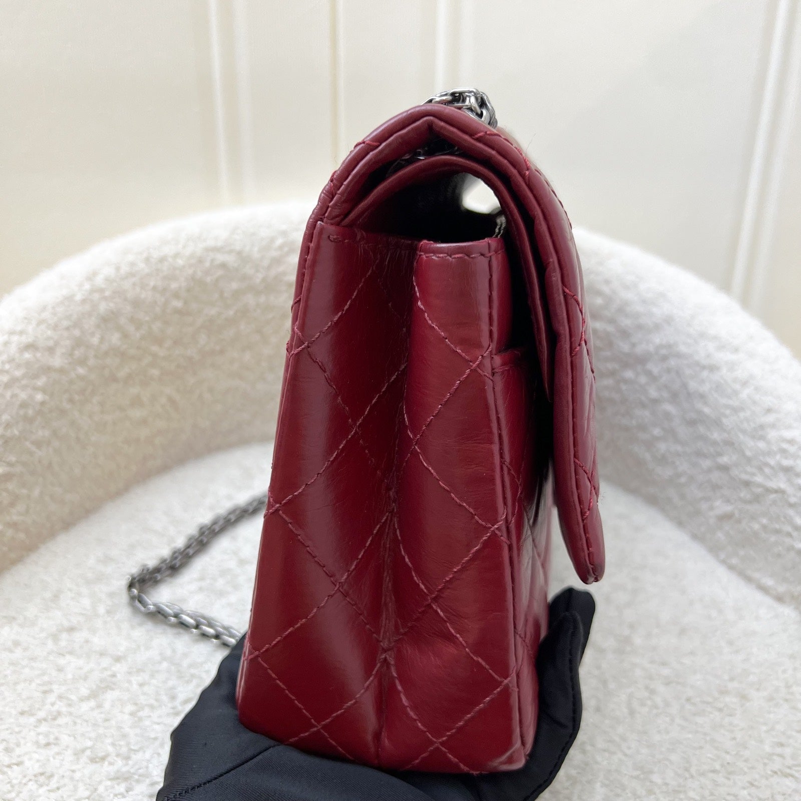 Chanel 2.55 Reissue Large 226 Flap In Dark Red Distressed Calfskin And Rhw Bag