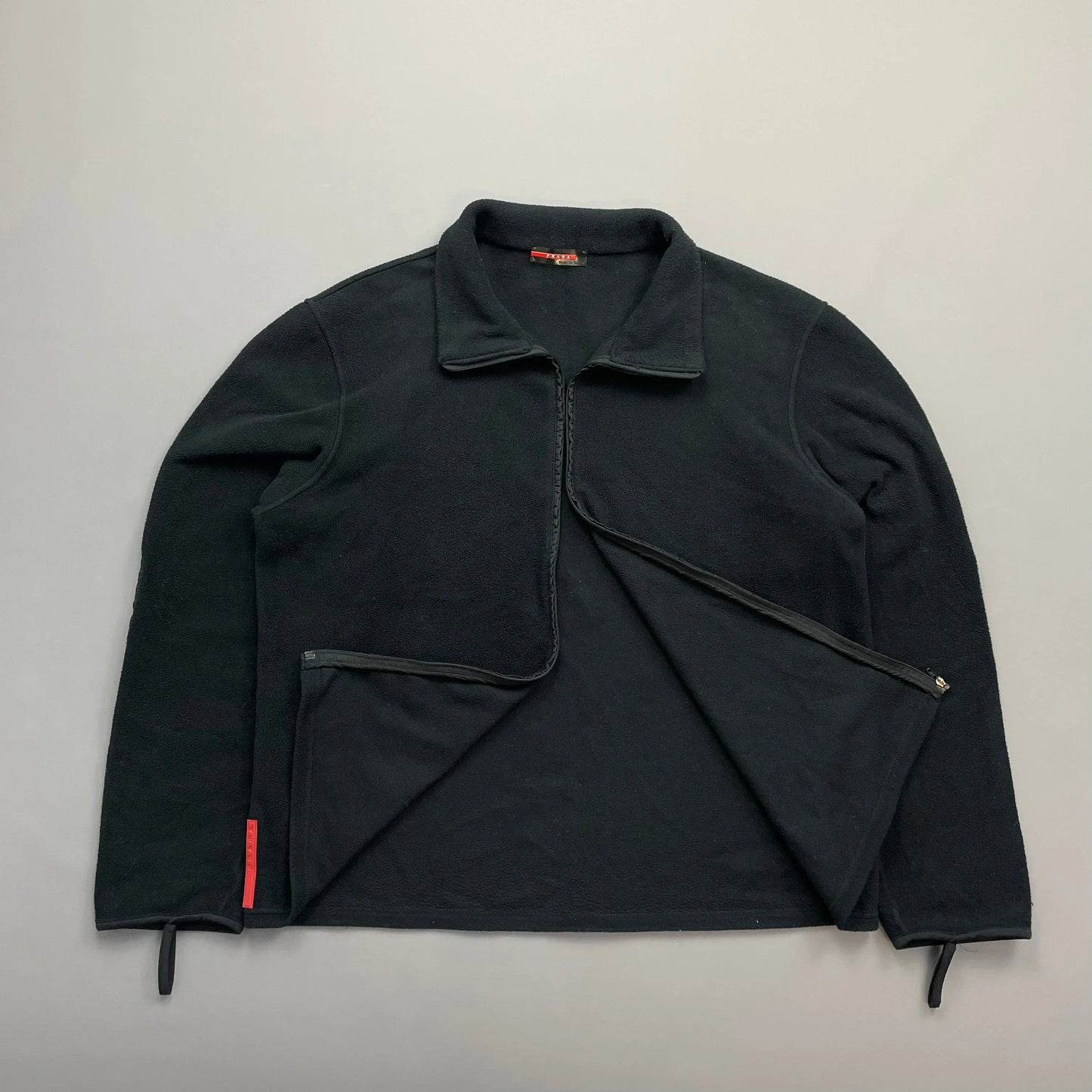 Prada Handbag Sport Lightweight Panel Fleece Jacket 2 Nylon Black