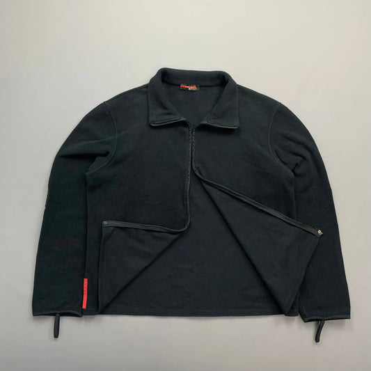 Prada Handbag Sport Lightweight Panel Fleece Jacket 2 Nylon Black