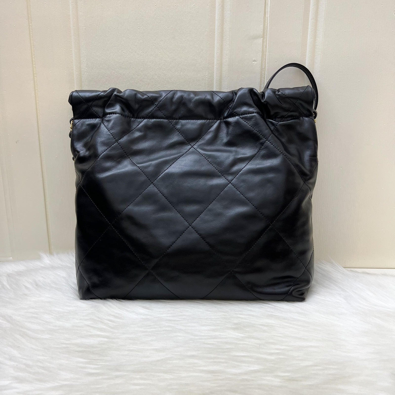 Chanel 22 Small Hobo Bag in Black Calfskin and Aghw
