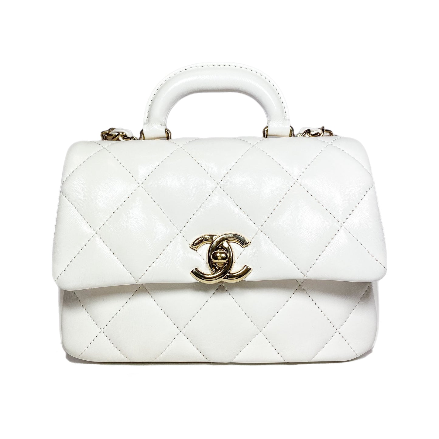 Chanel White Mini Square Top Handle