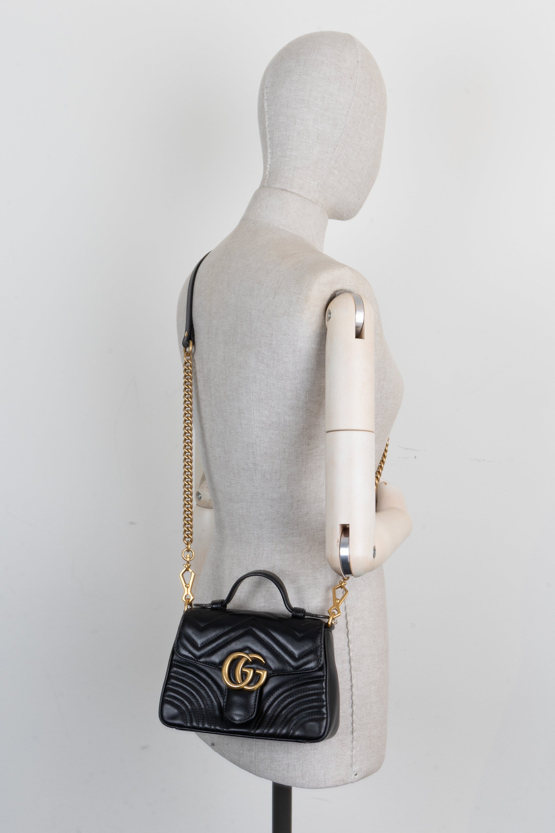 GUCCI Marmont Top Handle Bag Black