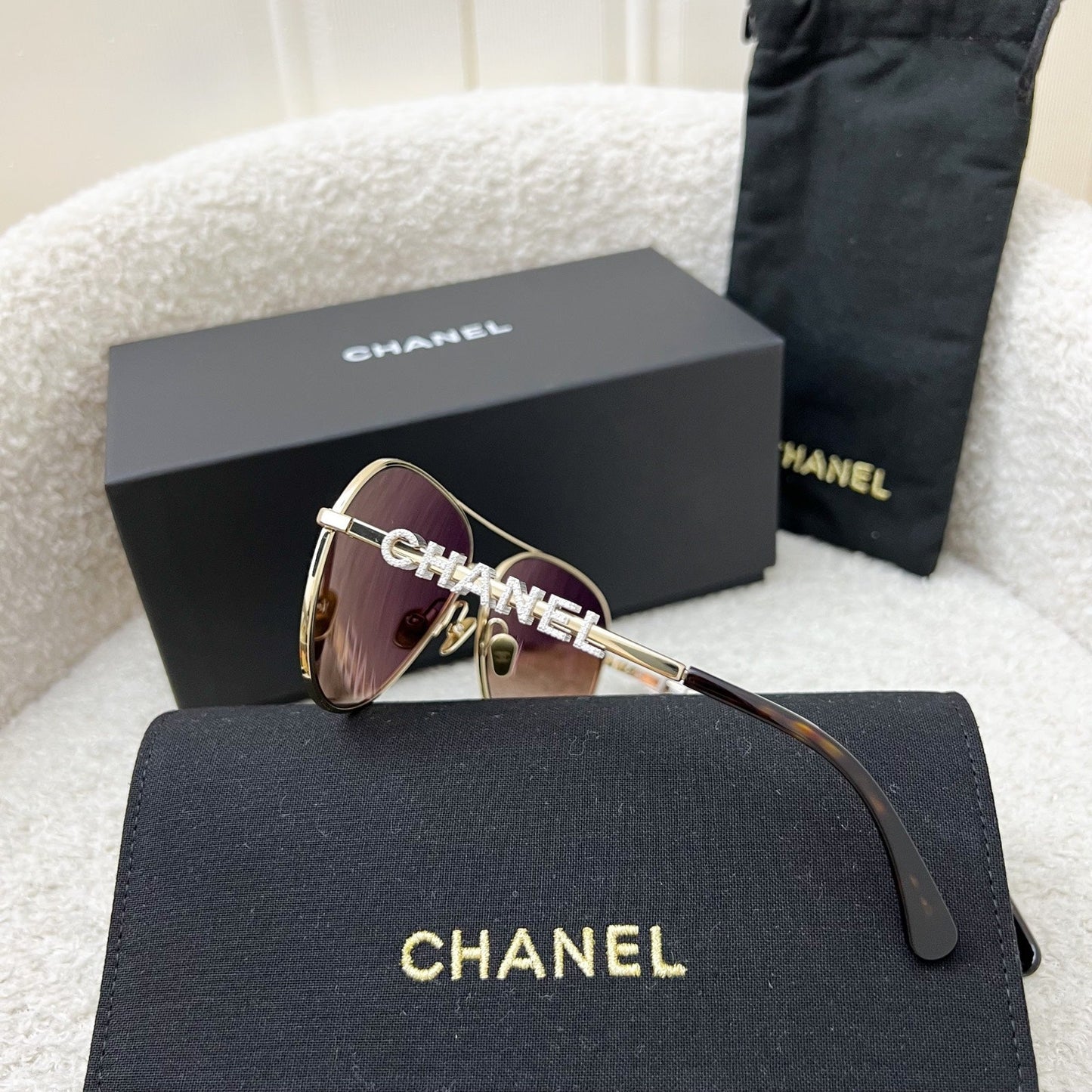 Chanel Chanel Logo Aviator Sunglasses Bag