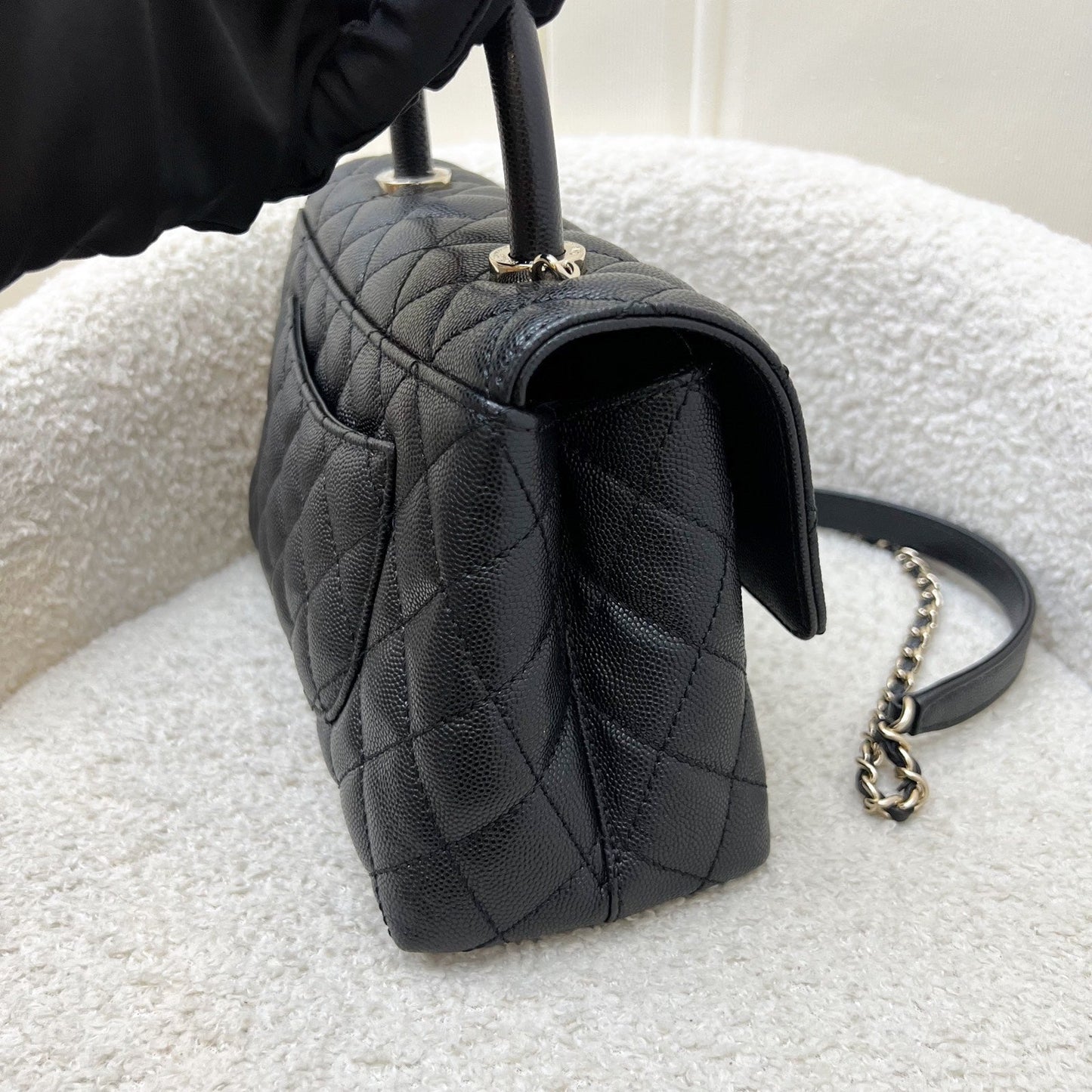 Chanel Small 24CM Coco Handle Flap in Black Caviar and Lghw ( ) Handbag