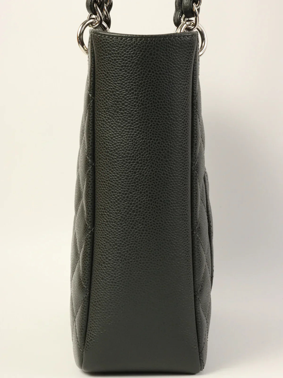Chanel Around  Made Caviar Skin Cc Mark Stitch Chain Tote Bag Charcoal Grey