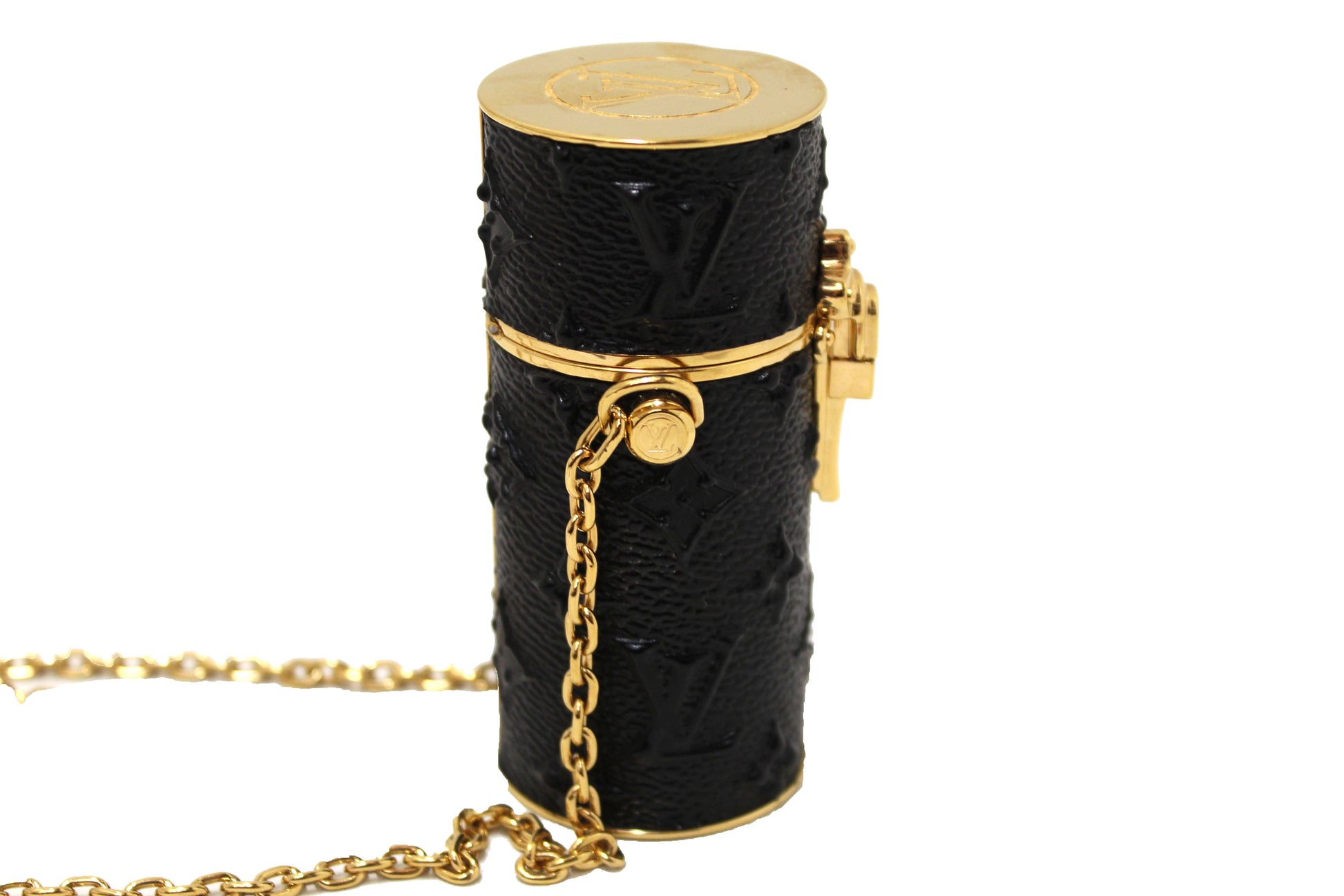 Louis Vuitton Embossed Monogram Midnight Canvas Lipstick Case on Chain