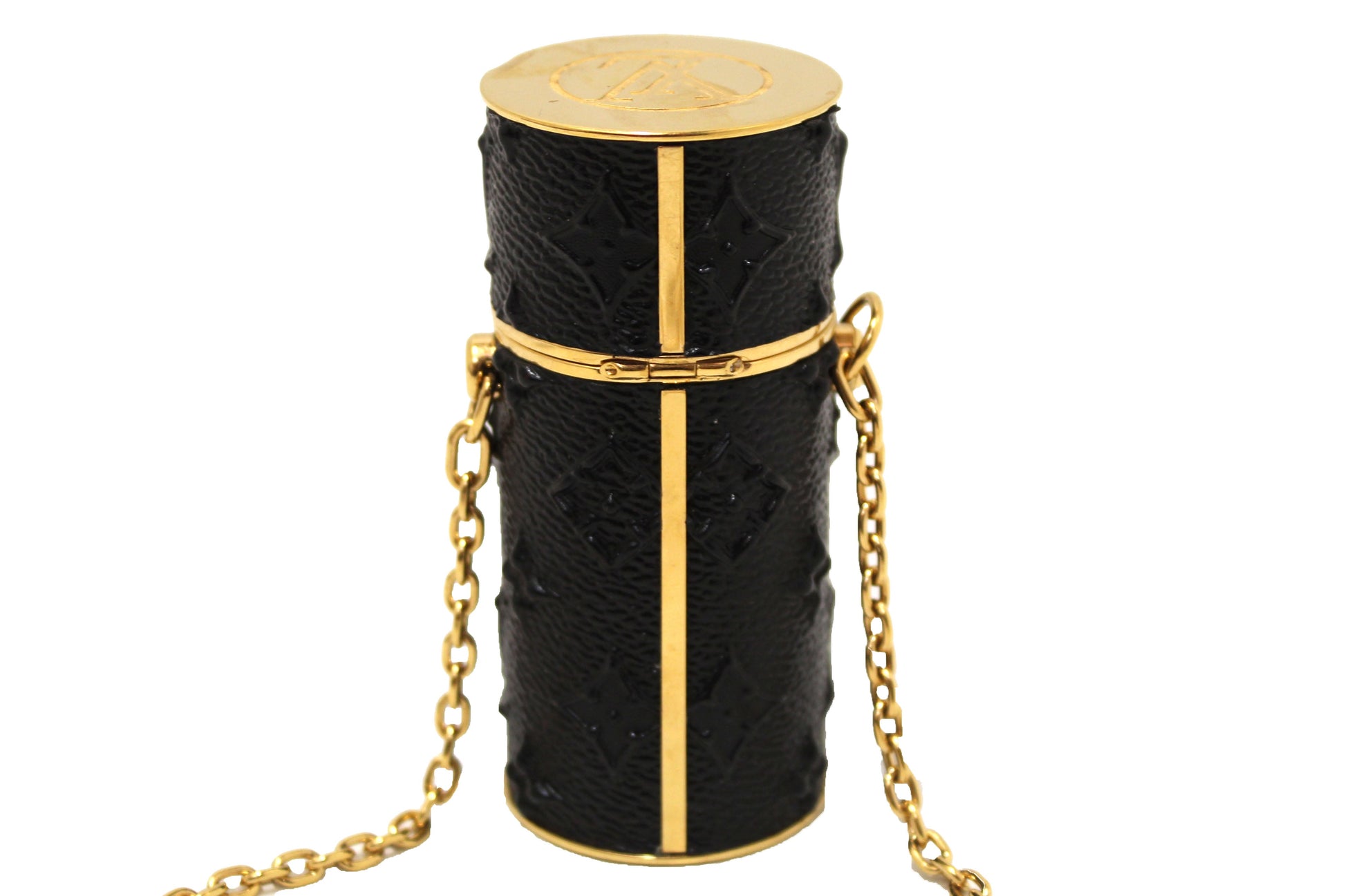 Louis Vuitton Embossed Monogram Midnight Canvas Lipstick Case on Chain