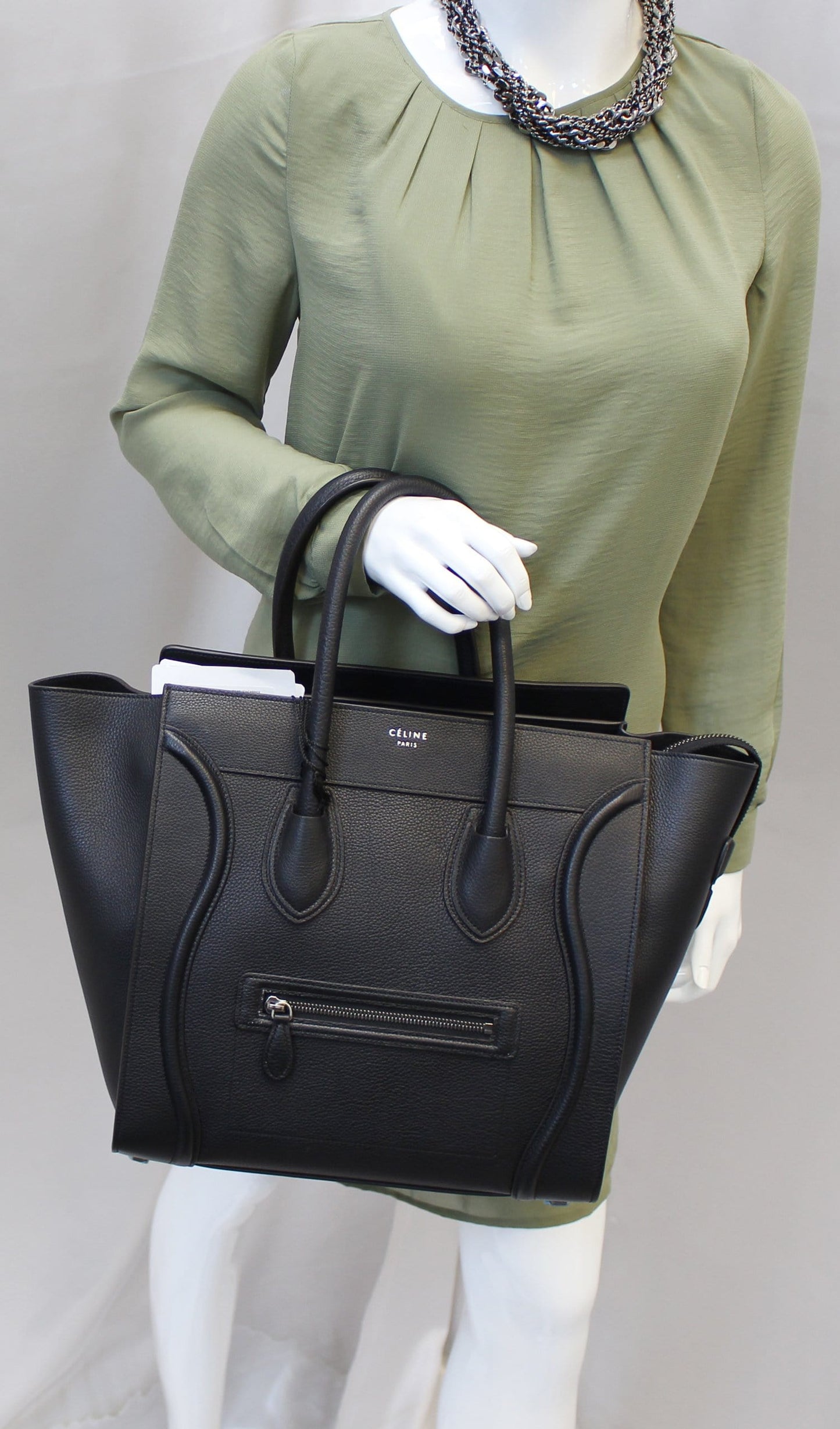 Drummed Luggage Tote Bag Leather Mini